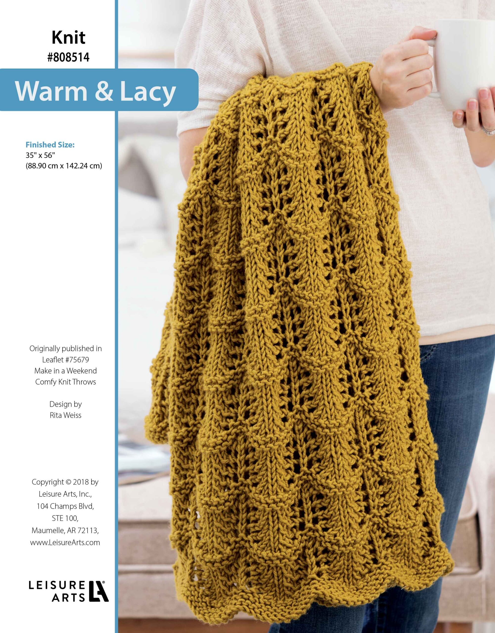 Leisure Arts Make In A Weekend Comfy Knit Throws Warm Lacy ePattern