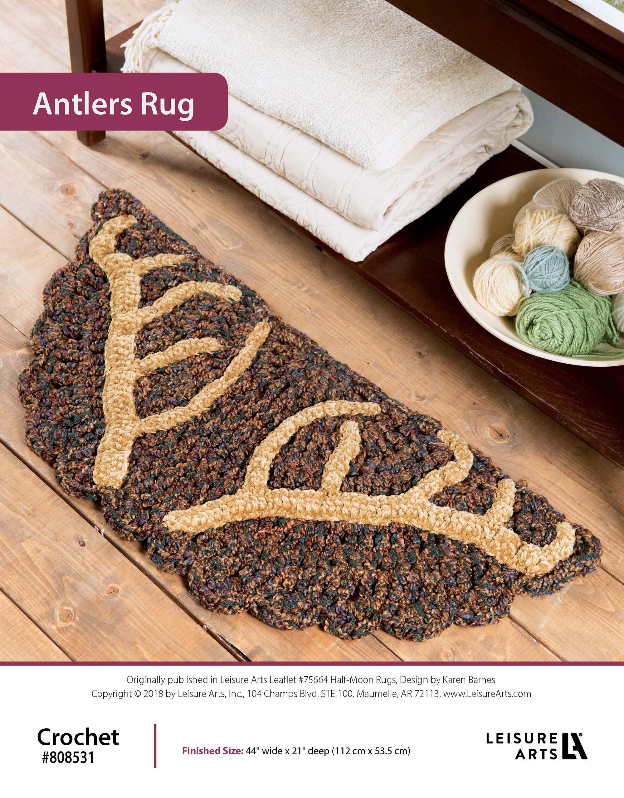Leisure Arts Half Moon Rugs Antlers Crochet ePattern
