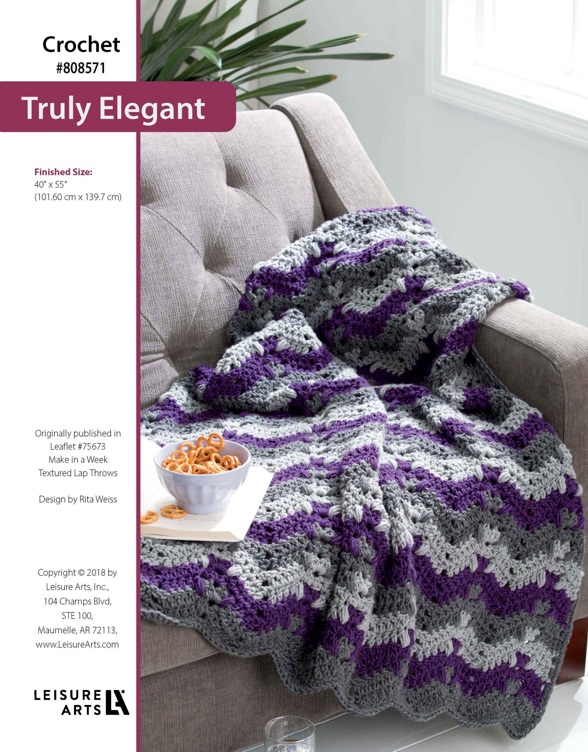 Leisure Arts Make in a Weekend Textured Lap Throws Truly Elegant Crochet ePattern