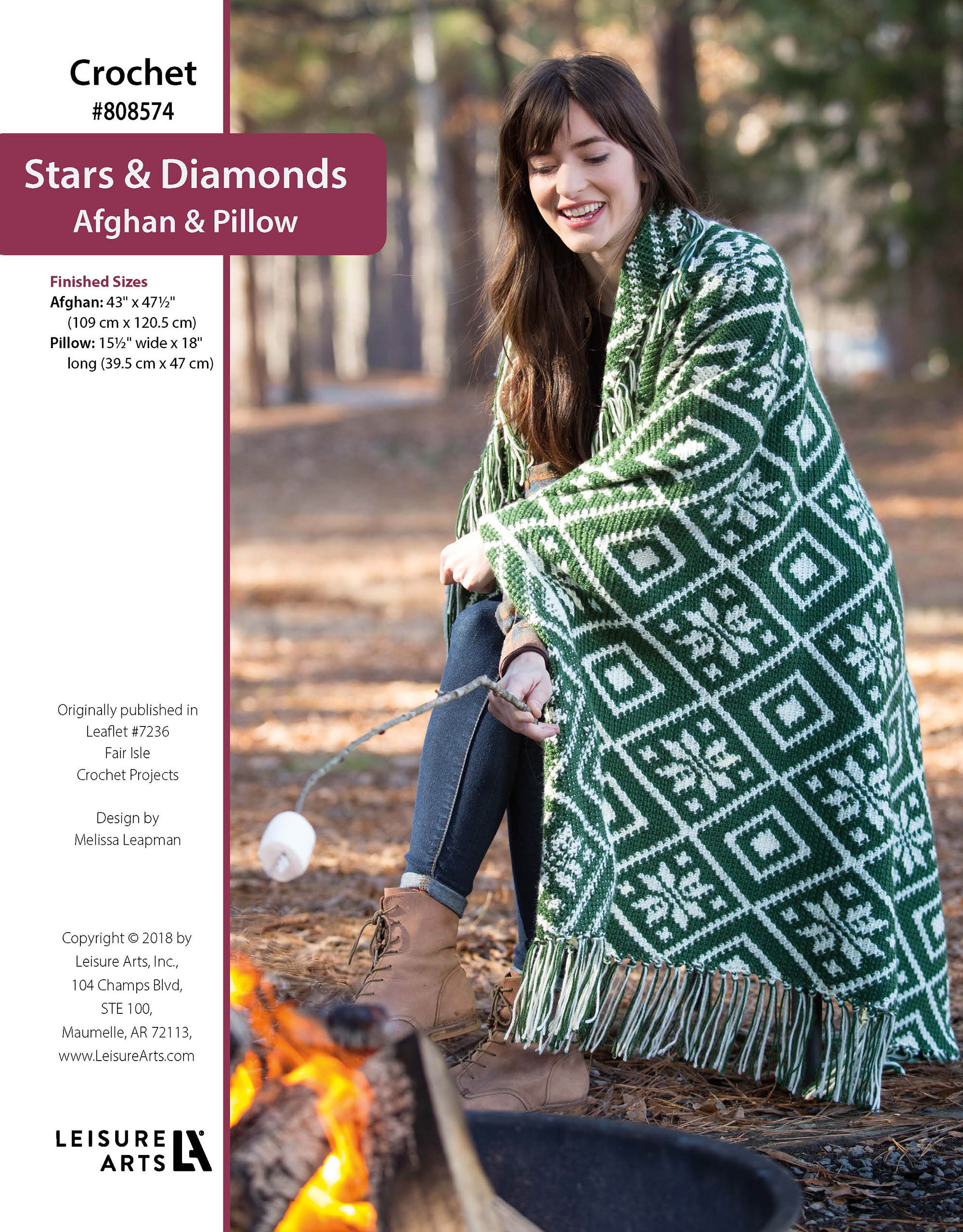 Leisure Arts Fair Isle Crochet Projects Stars Diamonds Afghan Pillow ePattern