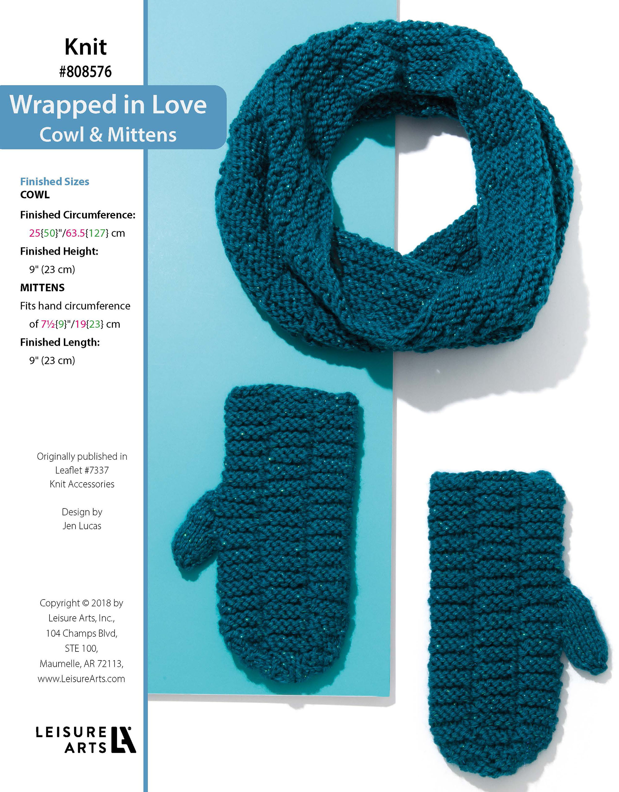 Leisure Arts Knit Accessories Wrapped In Love Cowl Mittens ePattern