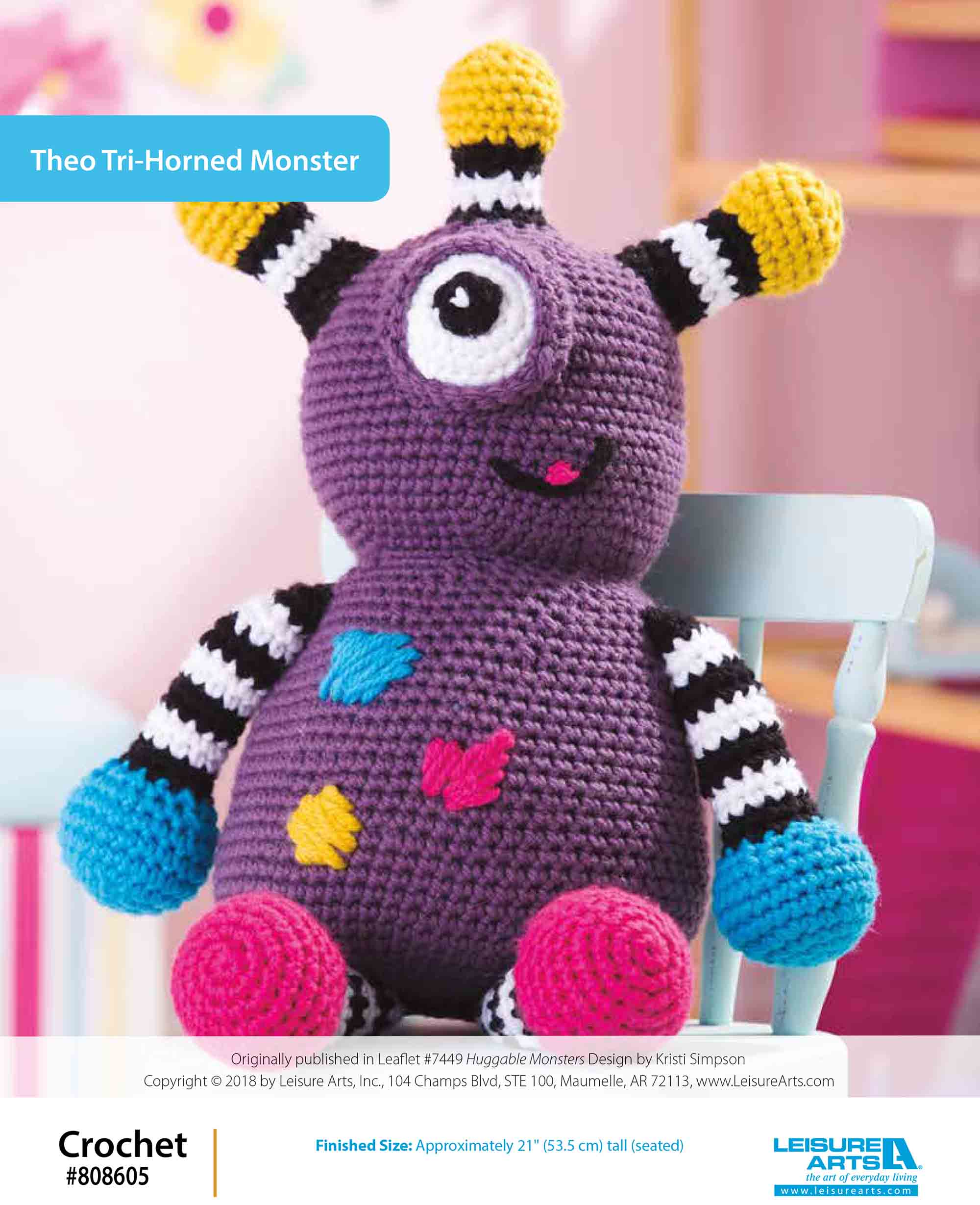 Leisure Arts Theo TriHorned Monster Crochet ePattern