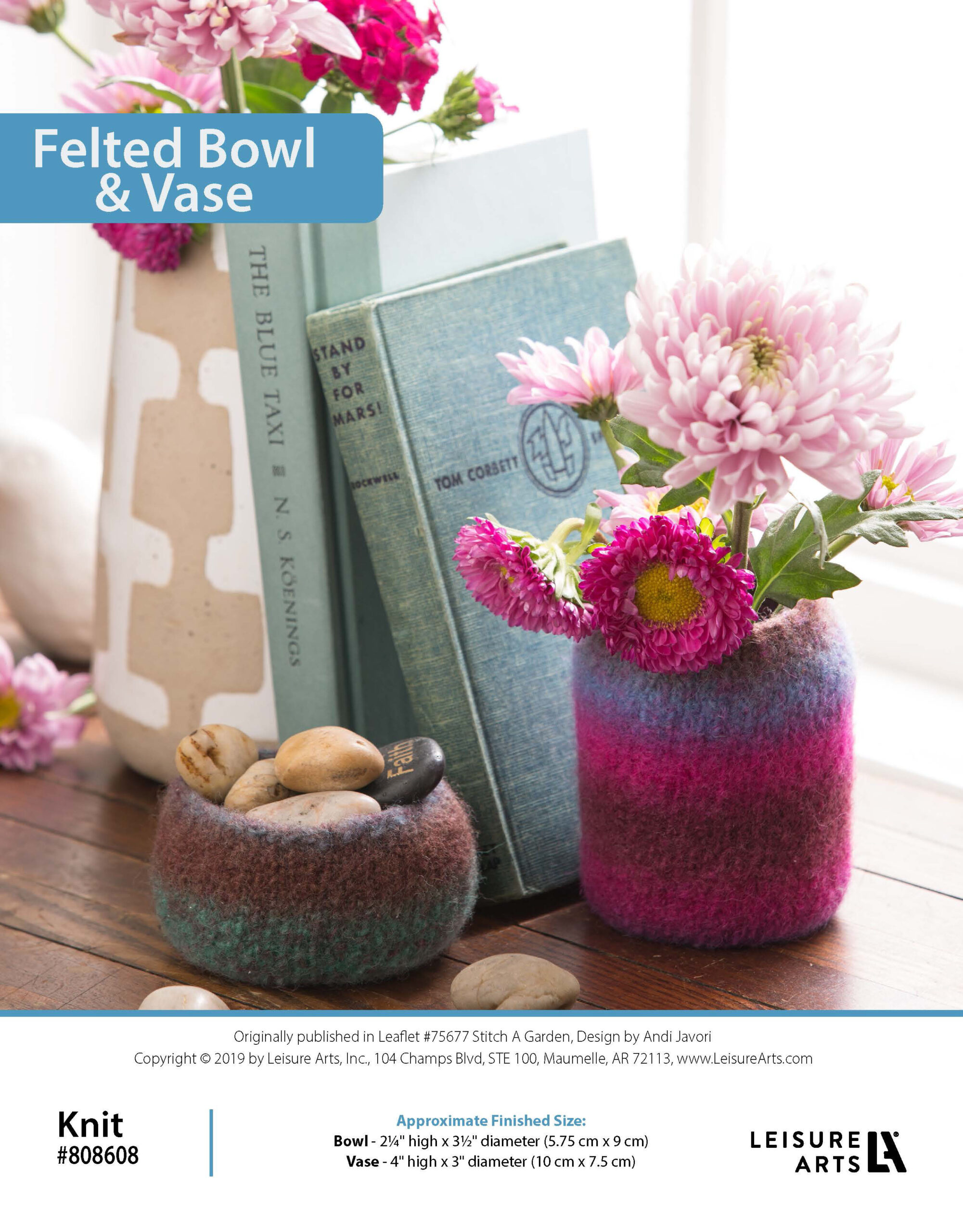 Leisure Arts Stitch A Garden Felted Bowl Vase Knit ePattern