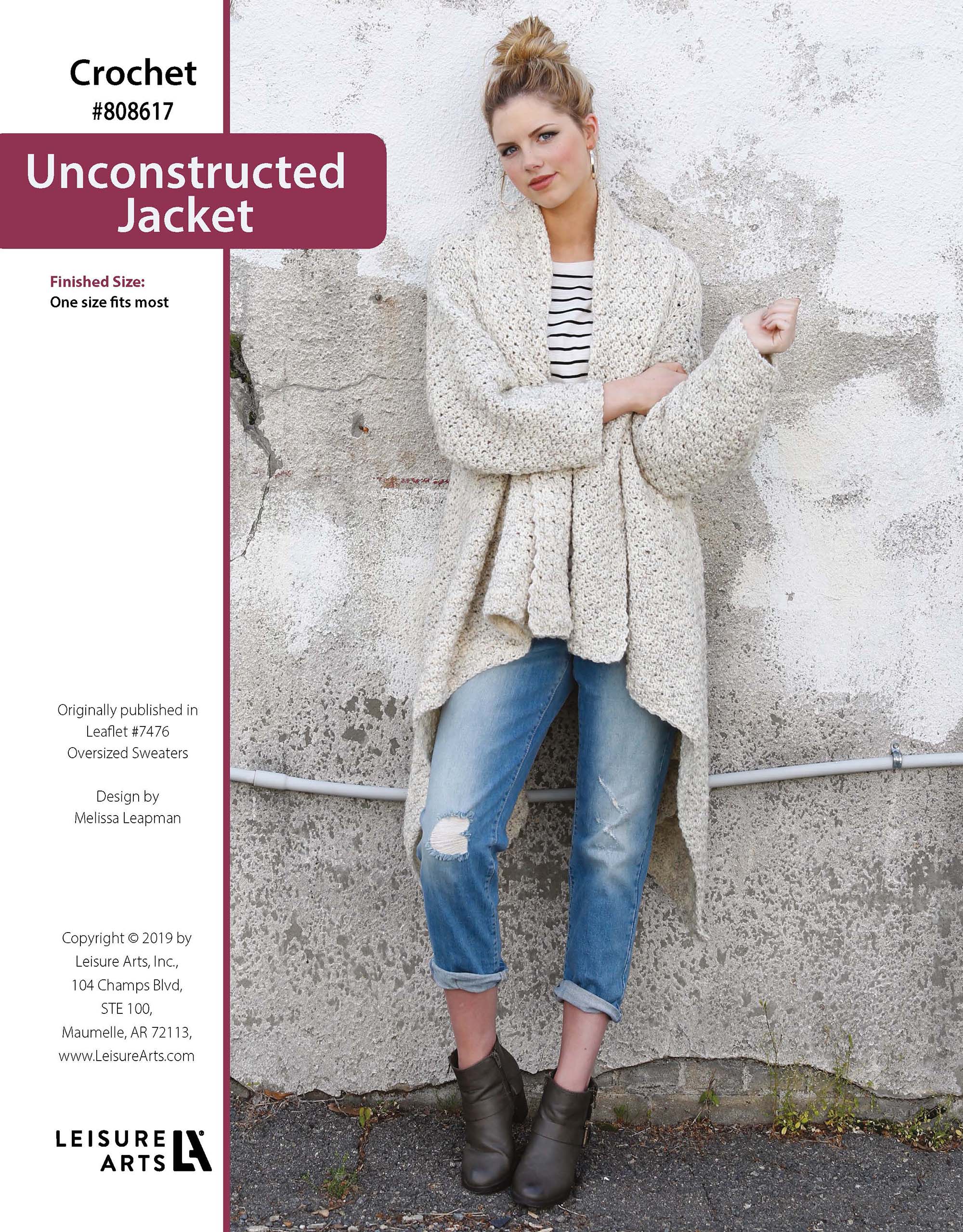 Leisure Arts Oversized Sweaters Unconstructed Jacket Crochet ePattern