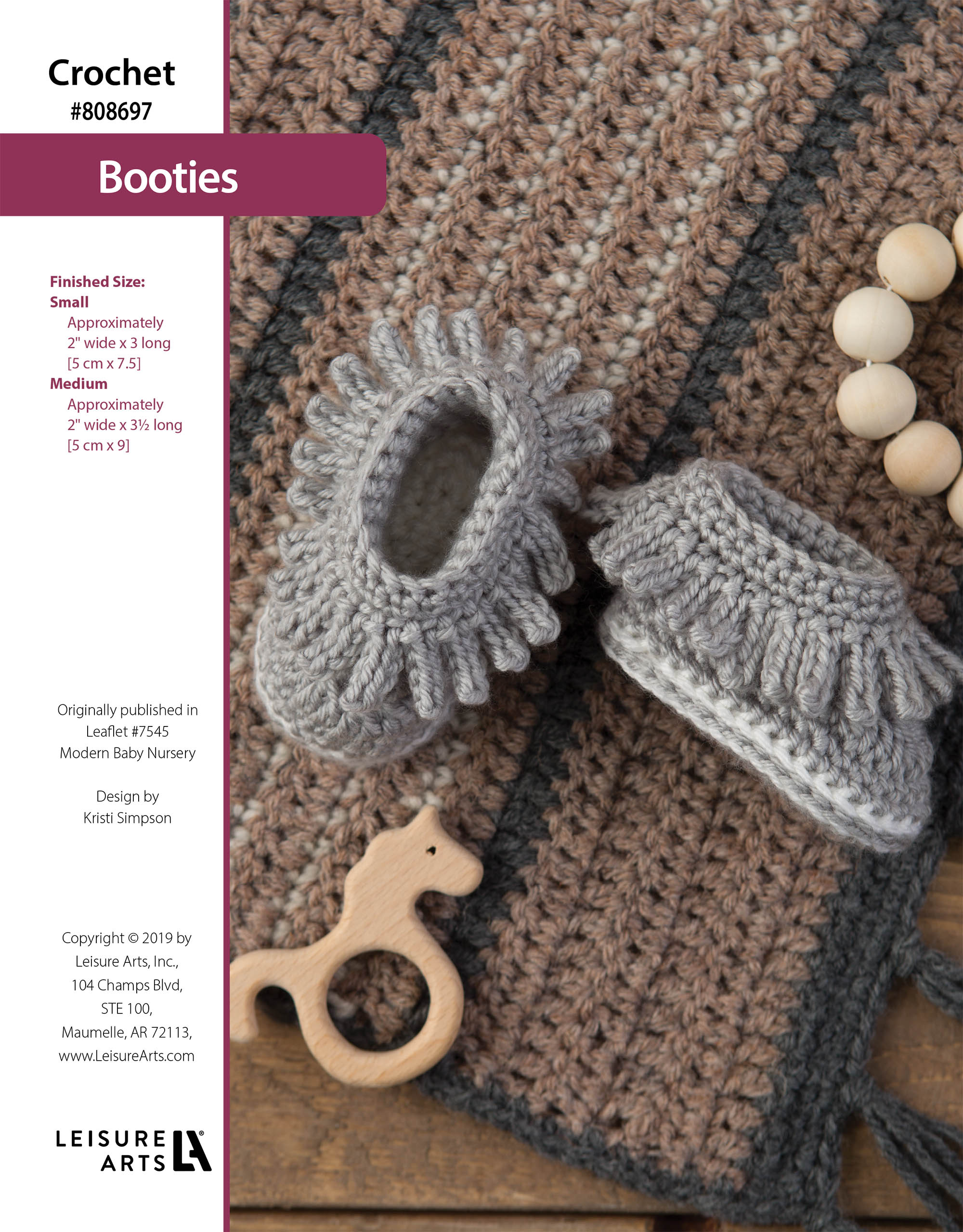 Leisure Arts Modern Baby Nursery Booties Crochet ePattern