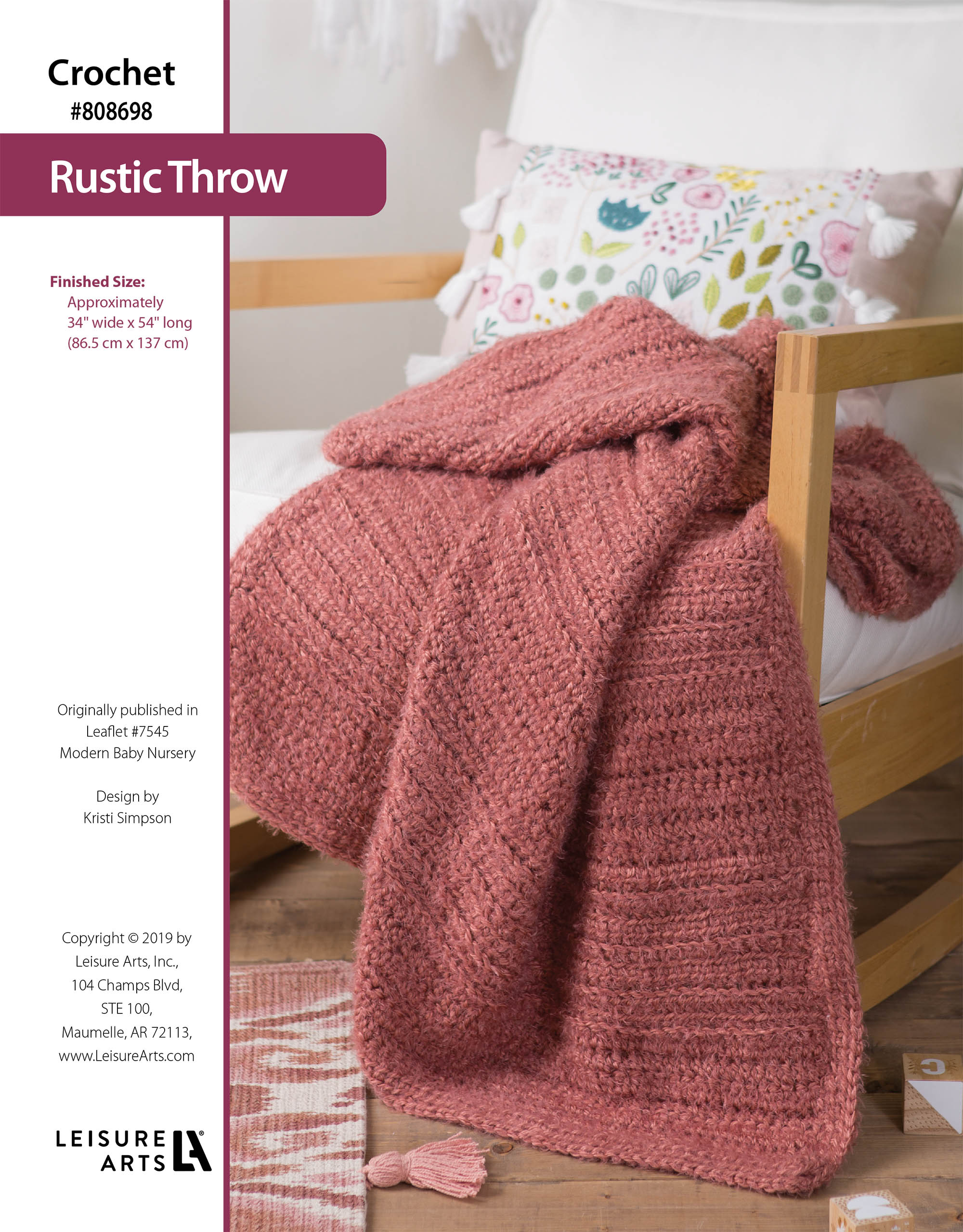 Leisure Arts Modern Baby Nursery Rustic Throw Crochet ePattern