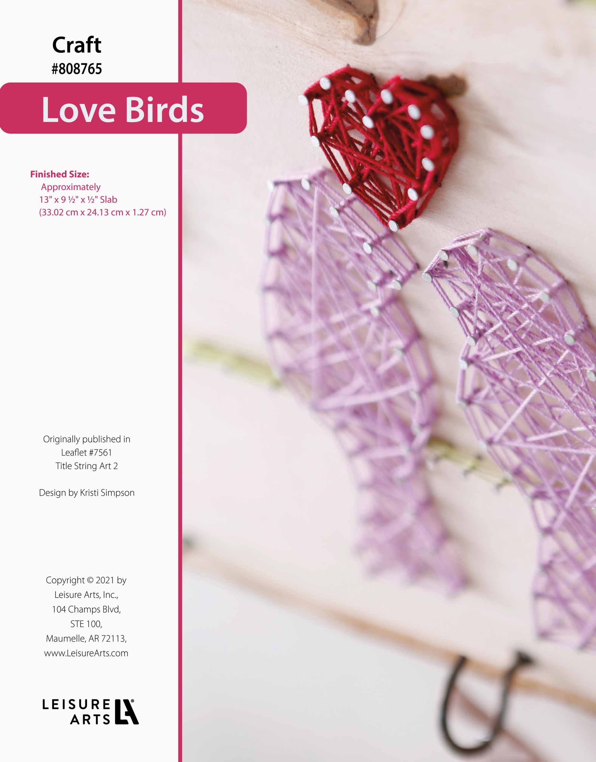 Leisure Arts String Art 2 Love Birds ePattern
