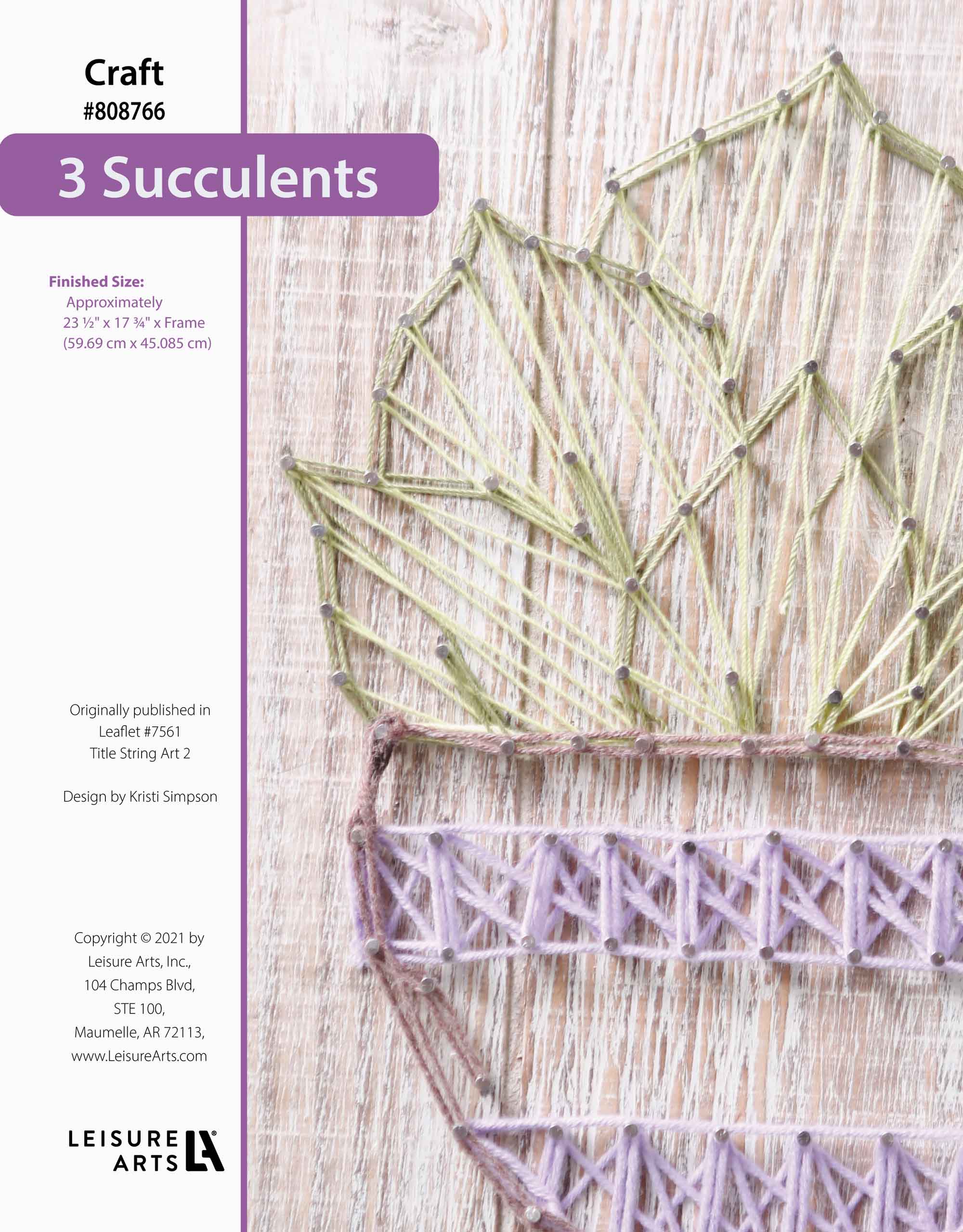 Leisure Arts String Art 2 Three Succulents ePattern