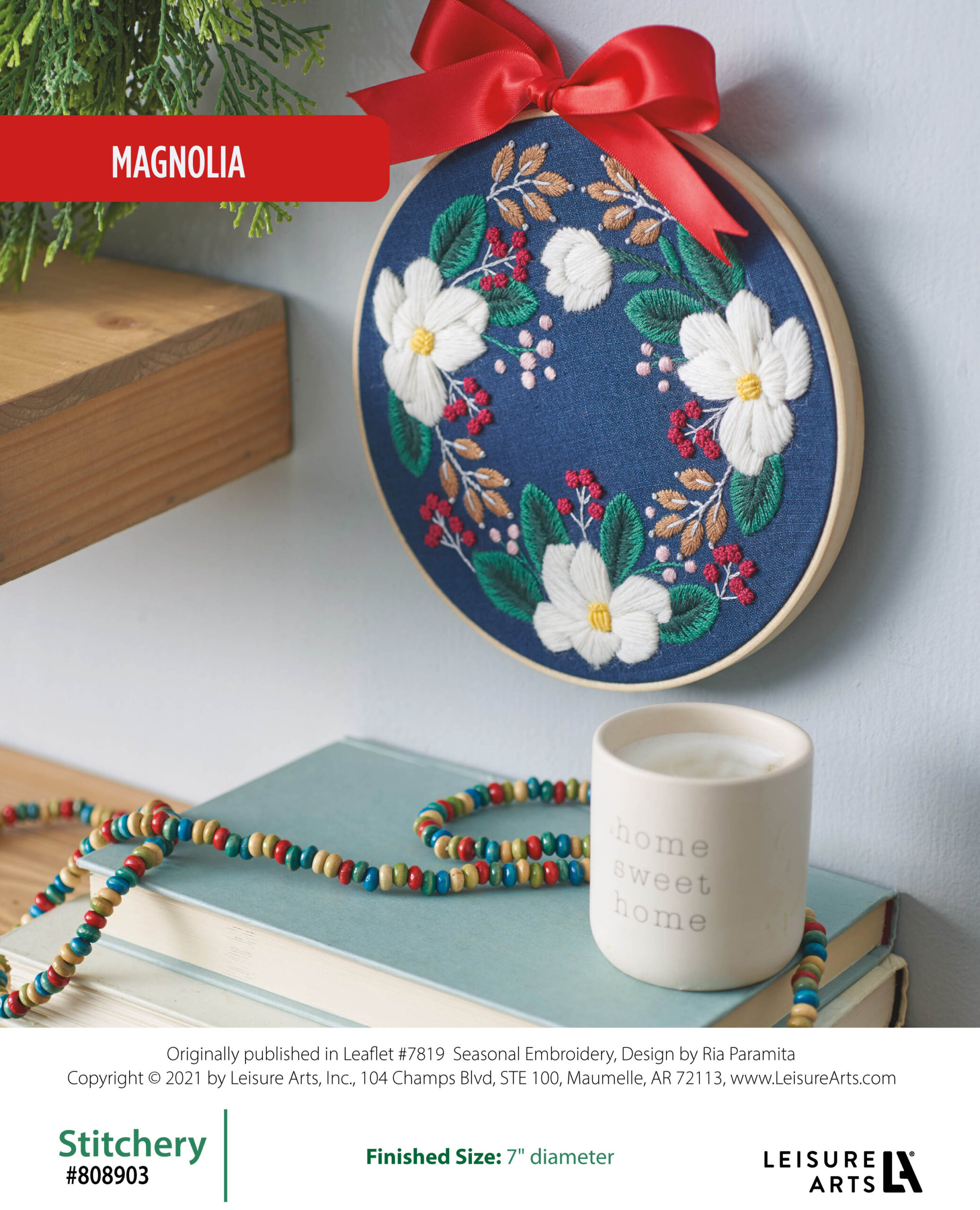 Leisure Arts Embroidered Magnolia Wall Hanging ePattern