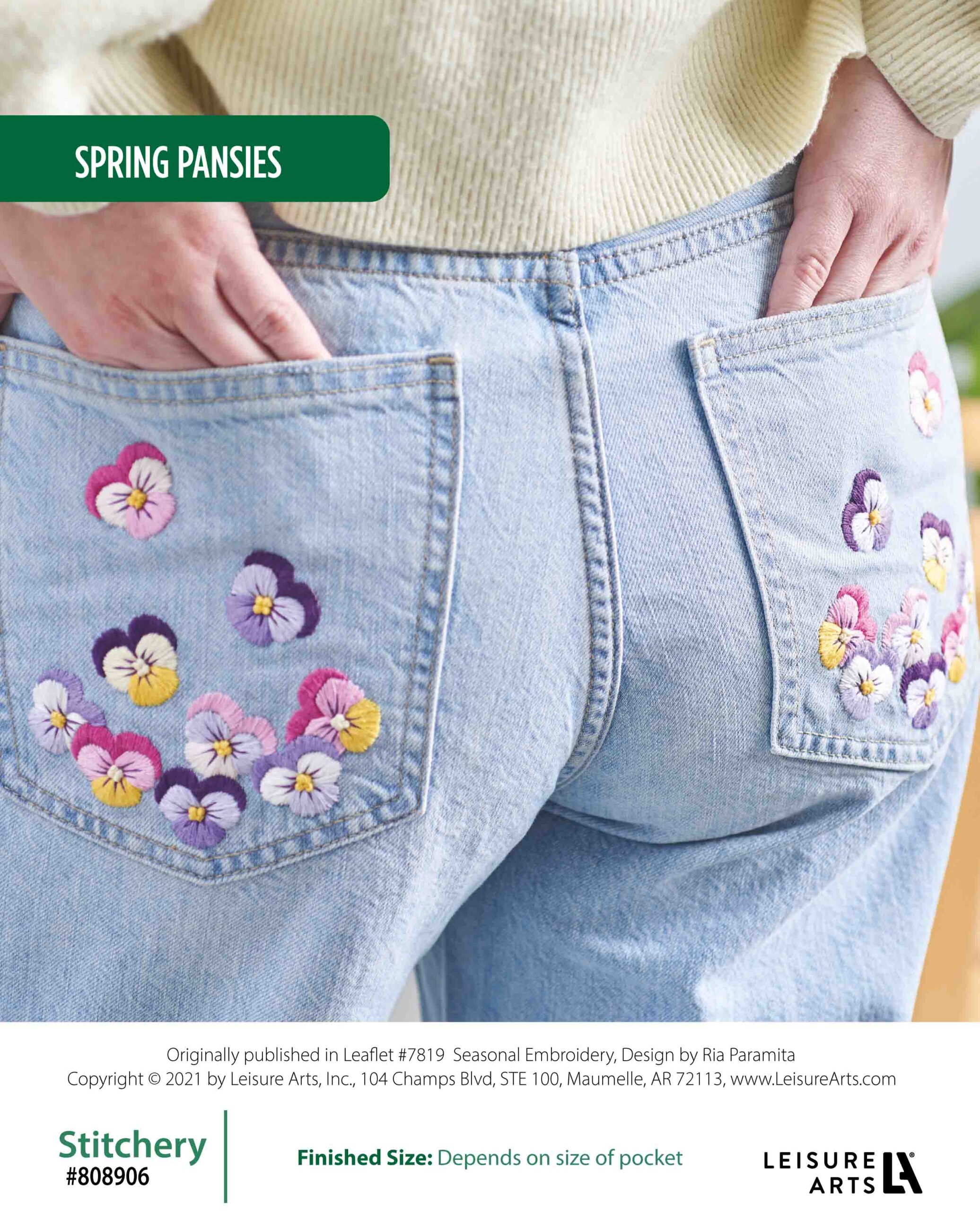 Leisure Arts Embroidered Spring Pansies ePattern