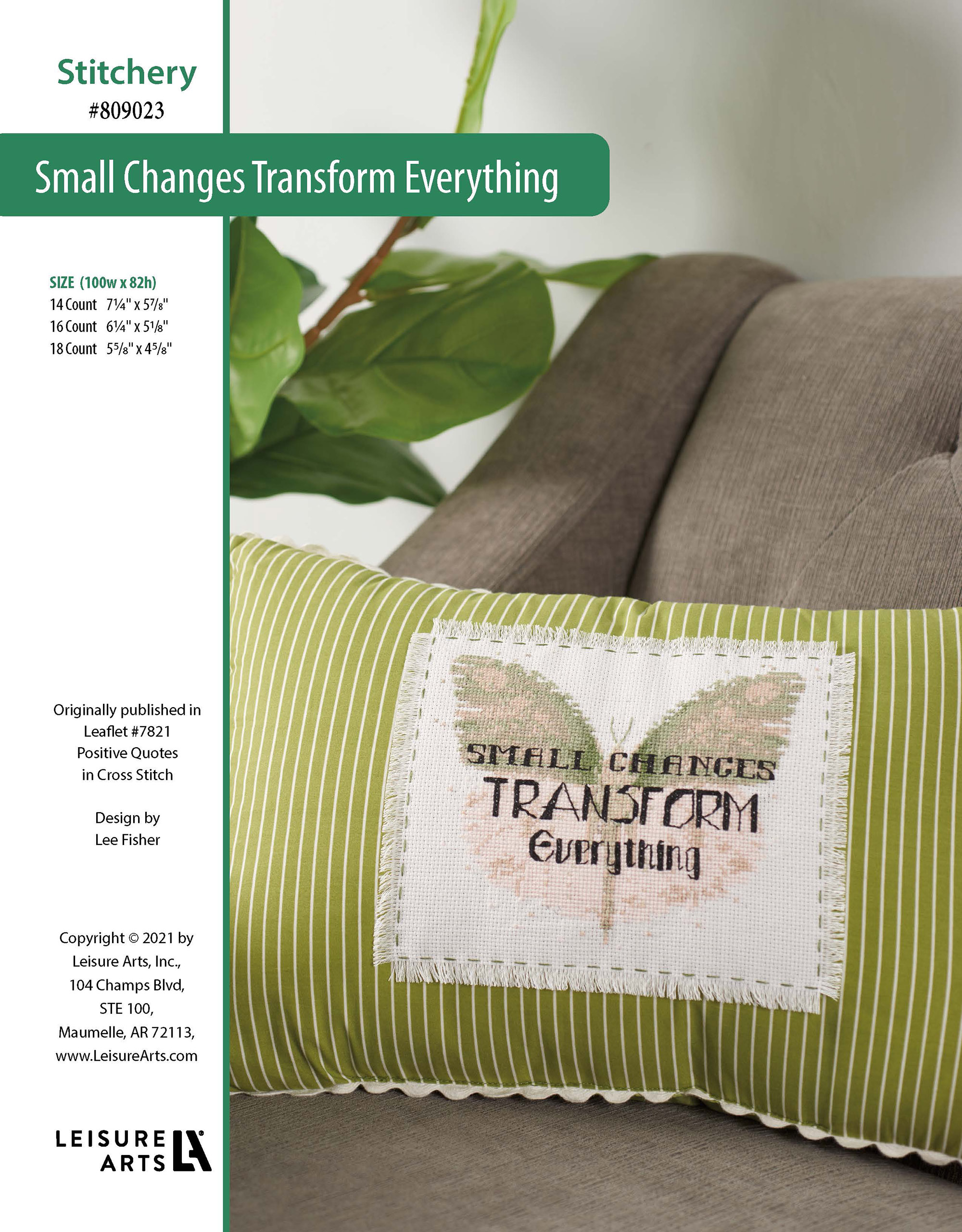 Leisure Arts Positive Quotes In Cross Stitch Small Changes Transform Everything ePattern