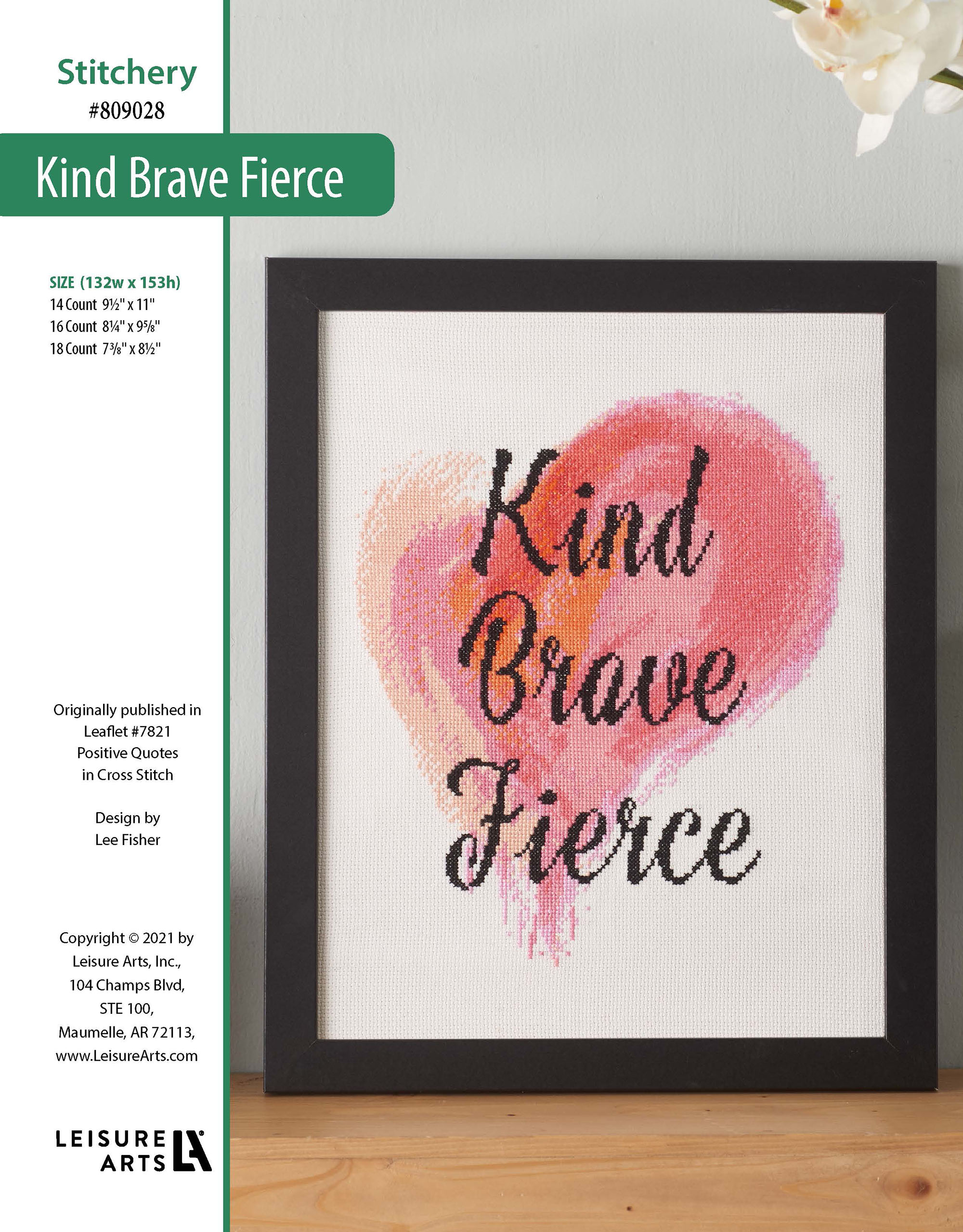 Leisure Arts Positive Quotes In Cross Stitch Kind Brave Fierce ePattern