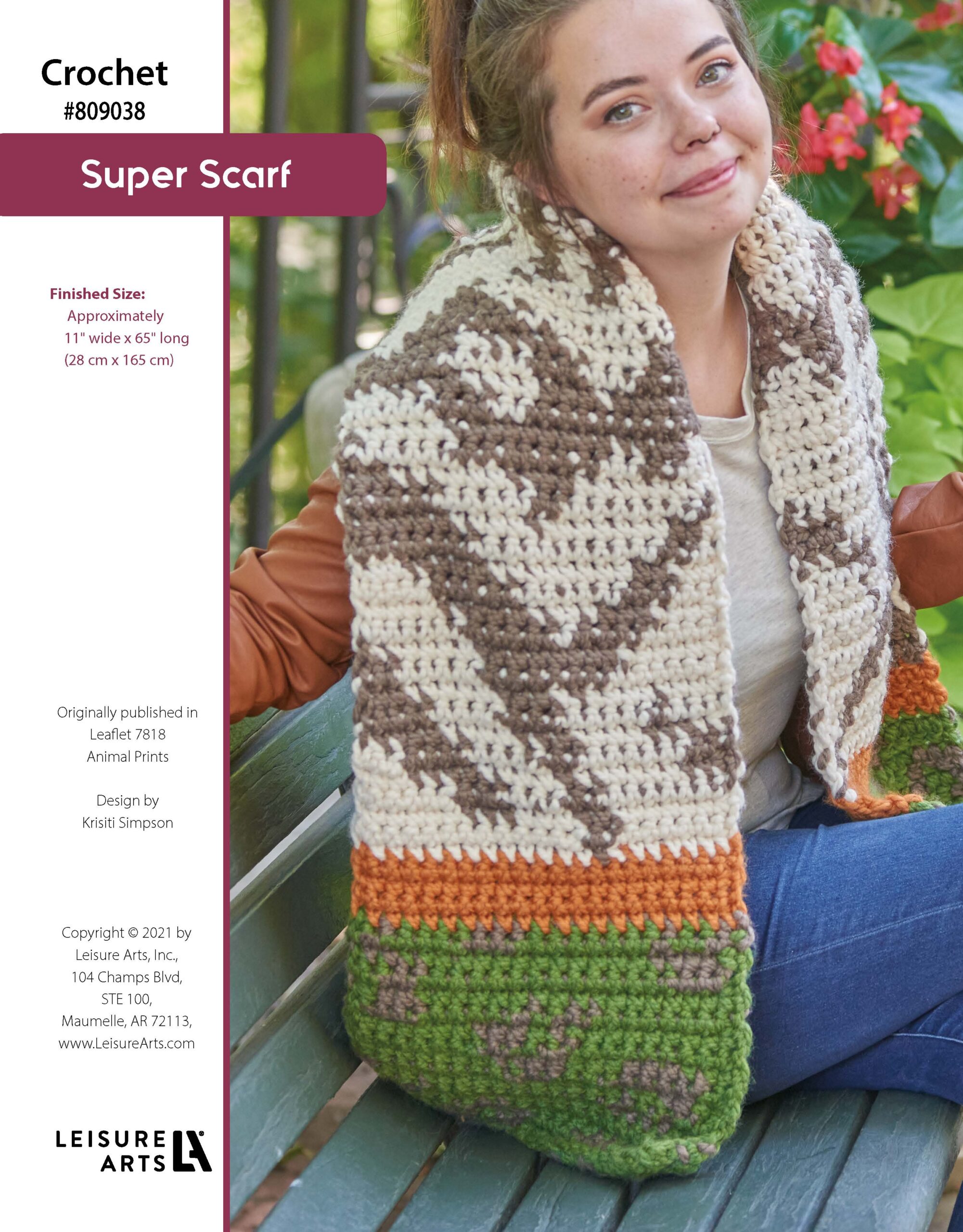 Leisure Arts Animal Prints Super Scarf Crochet ePattern