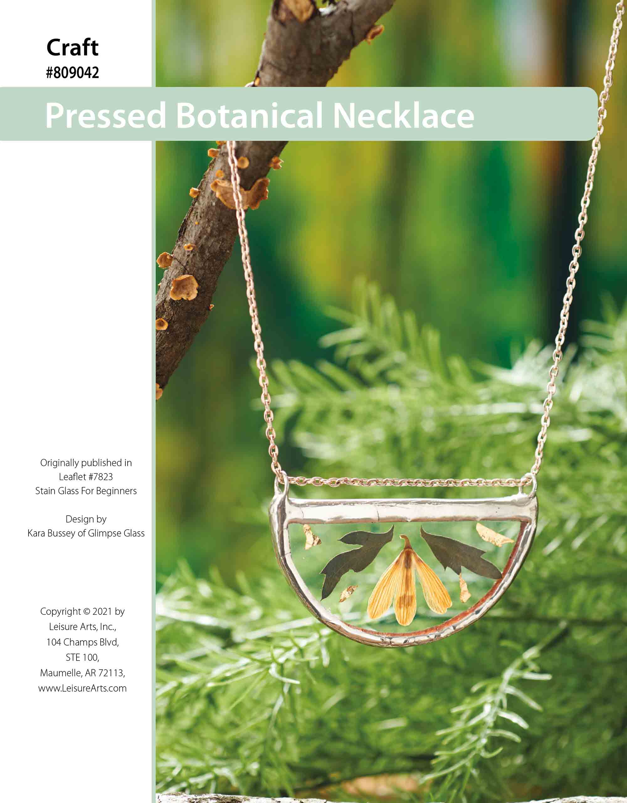Leisure Arts Stained Glass Pressed Botanical Necklace ePattern
