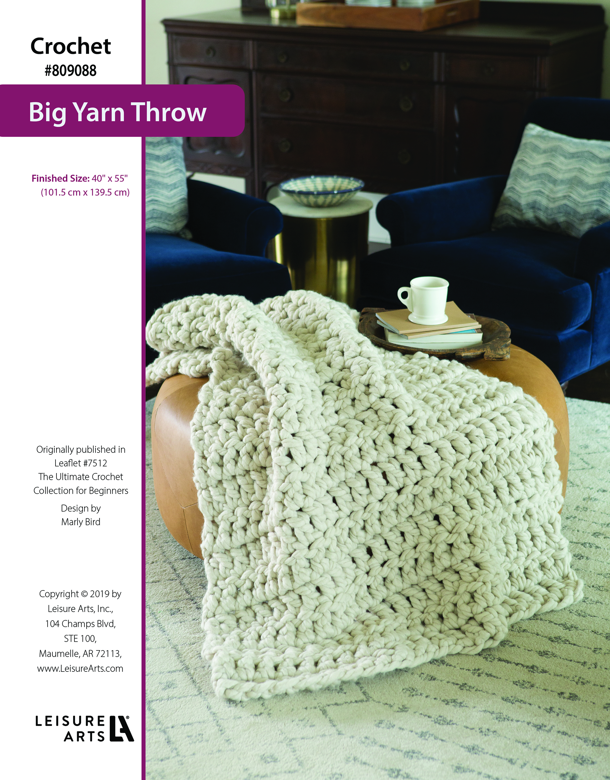 Leisure Arts ePattern Crochet Big Yarn Throw