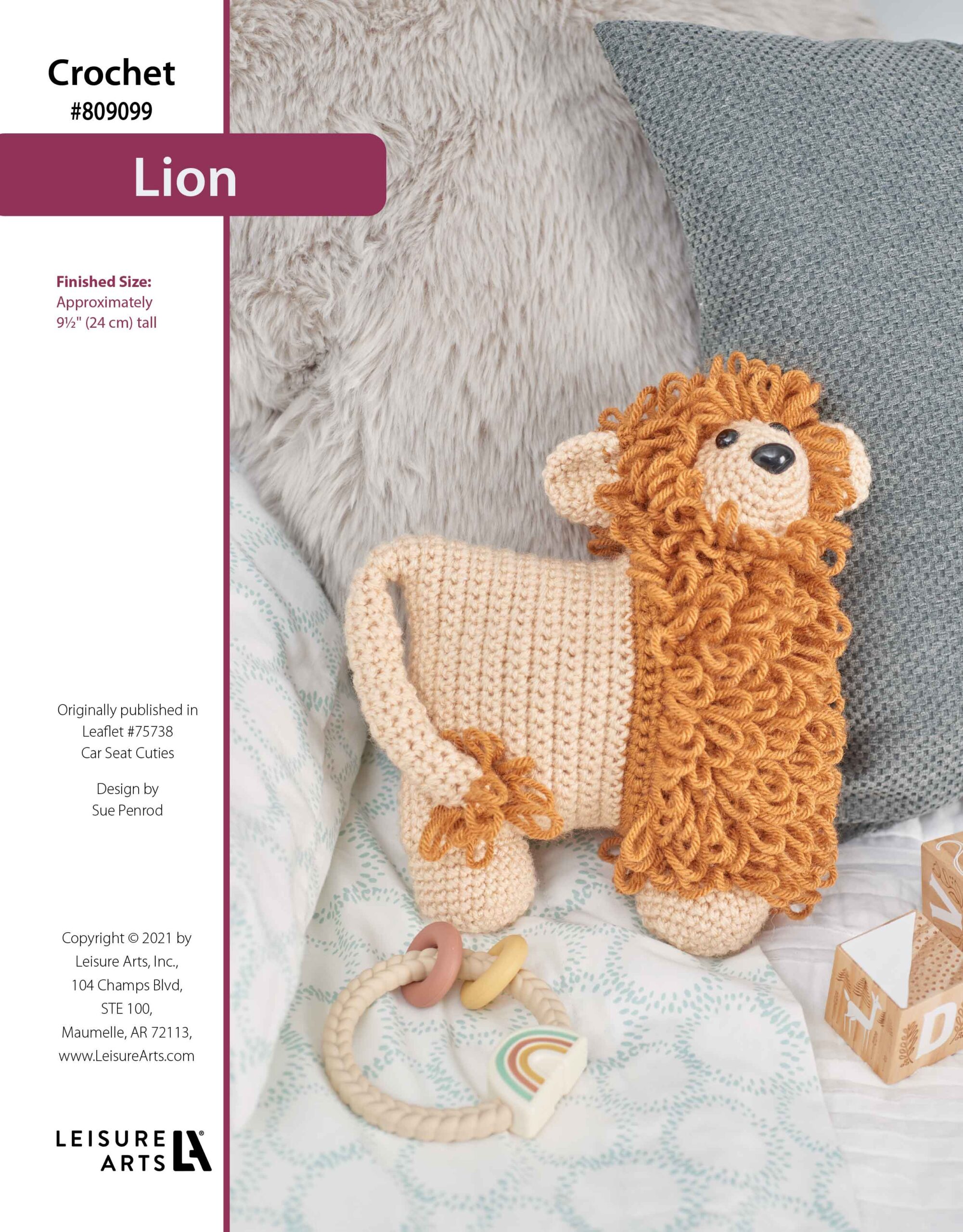 Leisure Arts Car Seat Cuties Lion Crochet ePattern