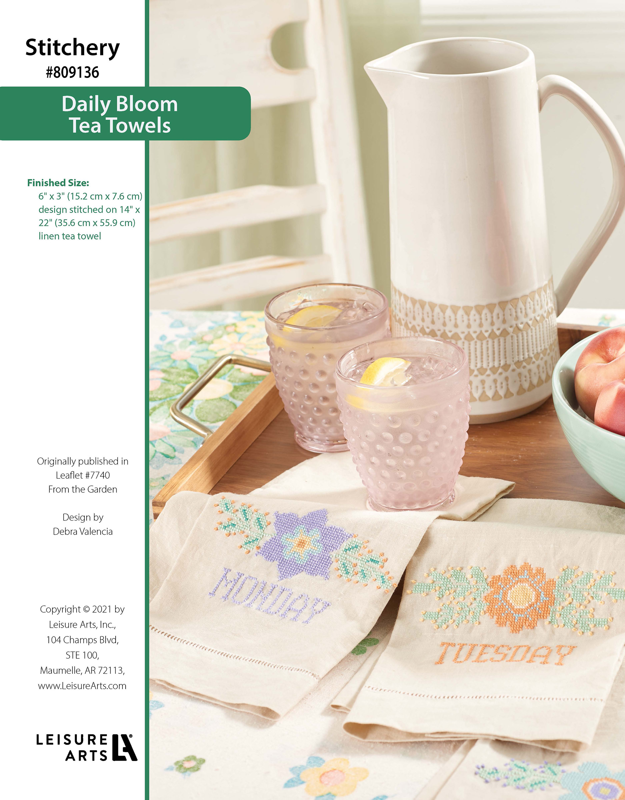 Leisure Arts From The Garden Daily Blossom Tea Towel Set ePattern