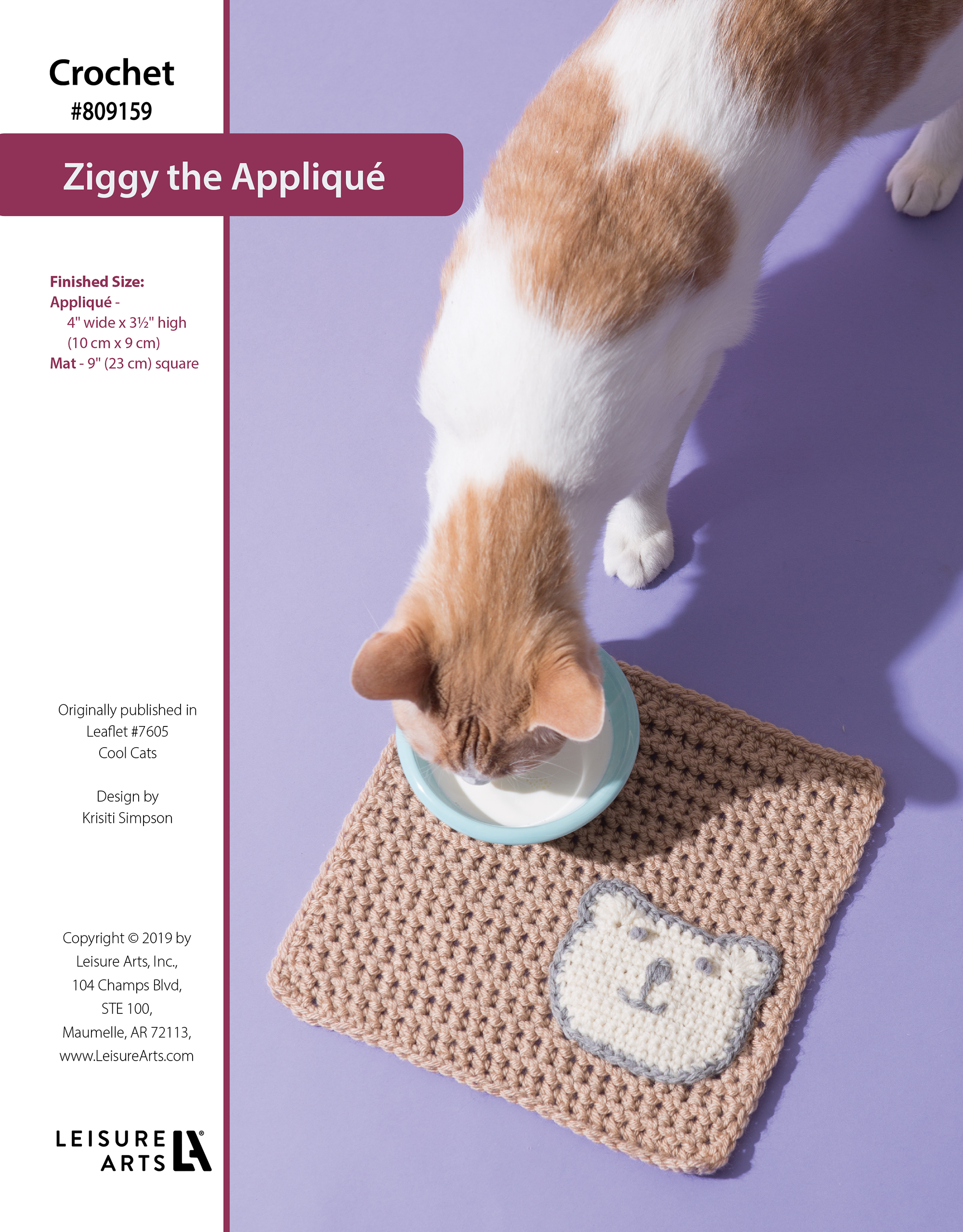 Leisure Arts ePattern Crochet Ziggy the Applique Mat