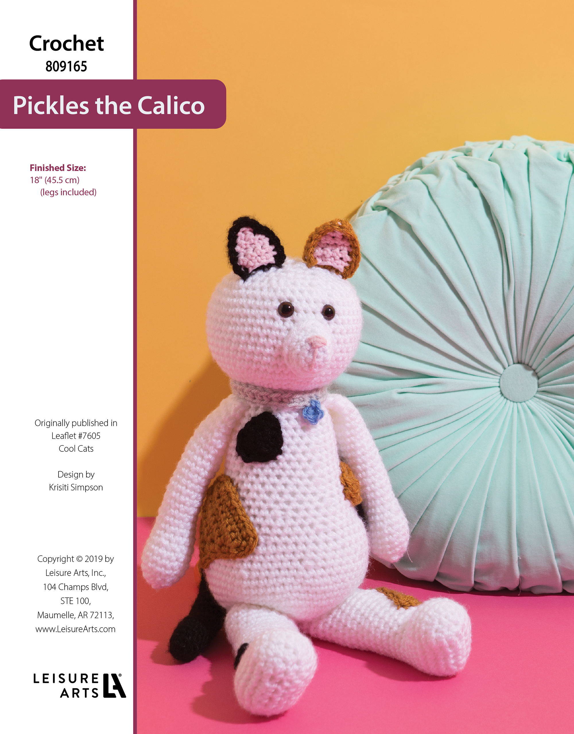 Leisure Arts ePattern Crochet Pickles the Calico Cat