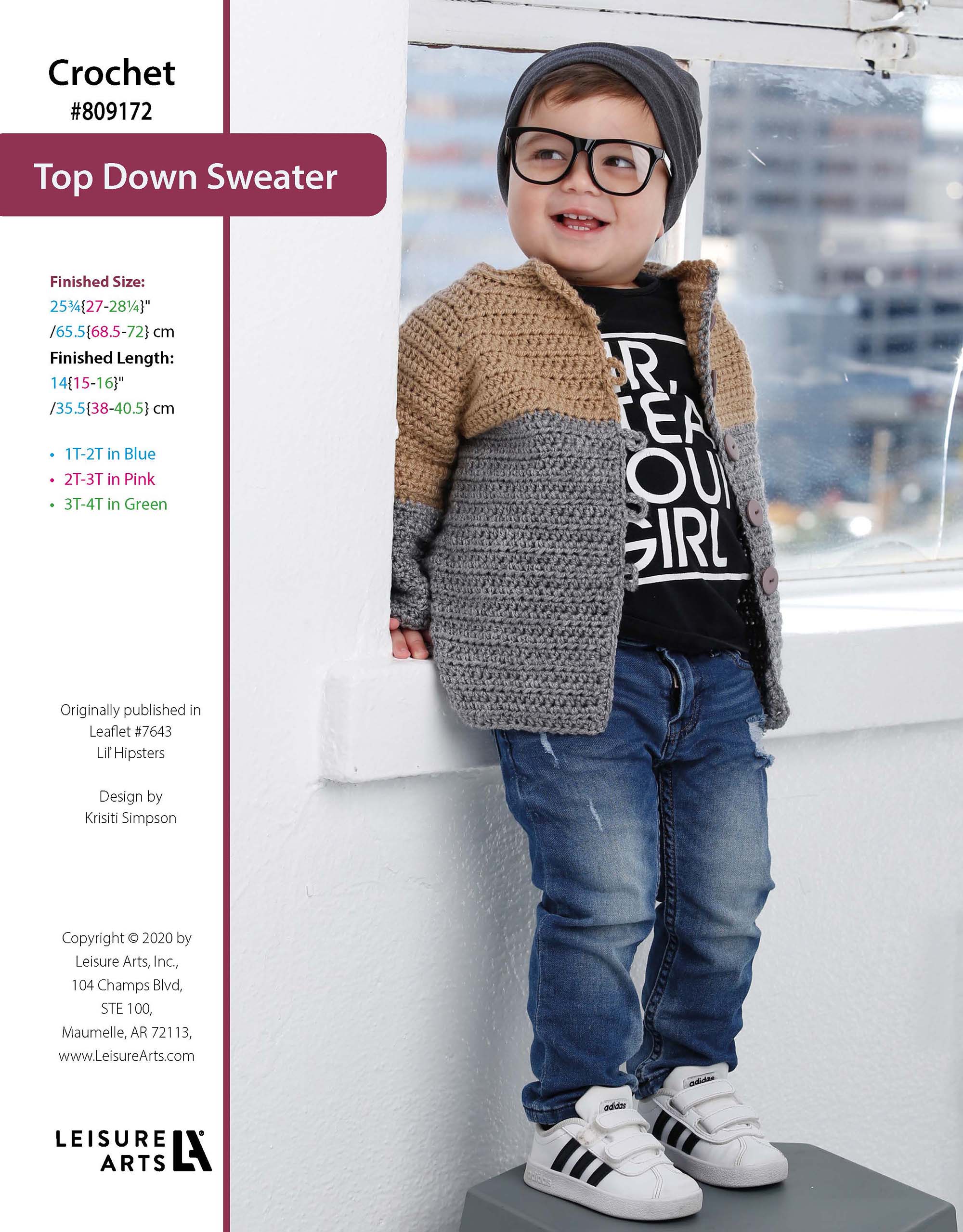 Leisure Arts Lil Hipsters Top Down Sweater Crochet ePattern