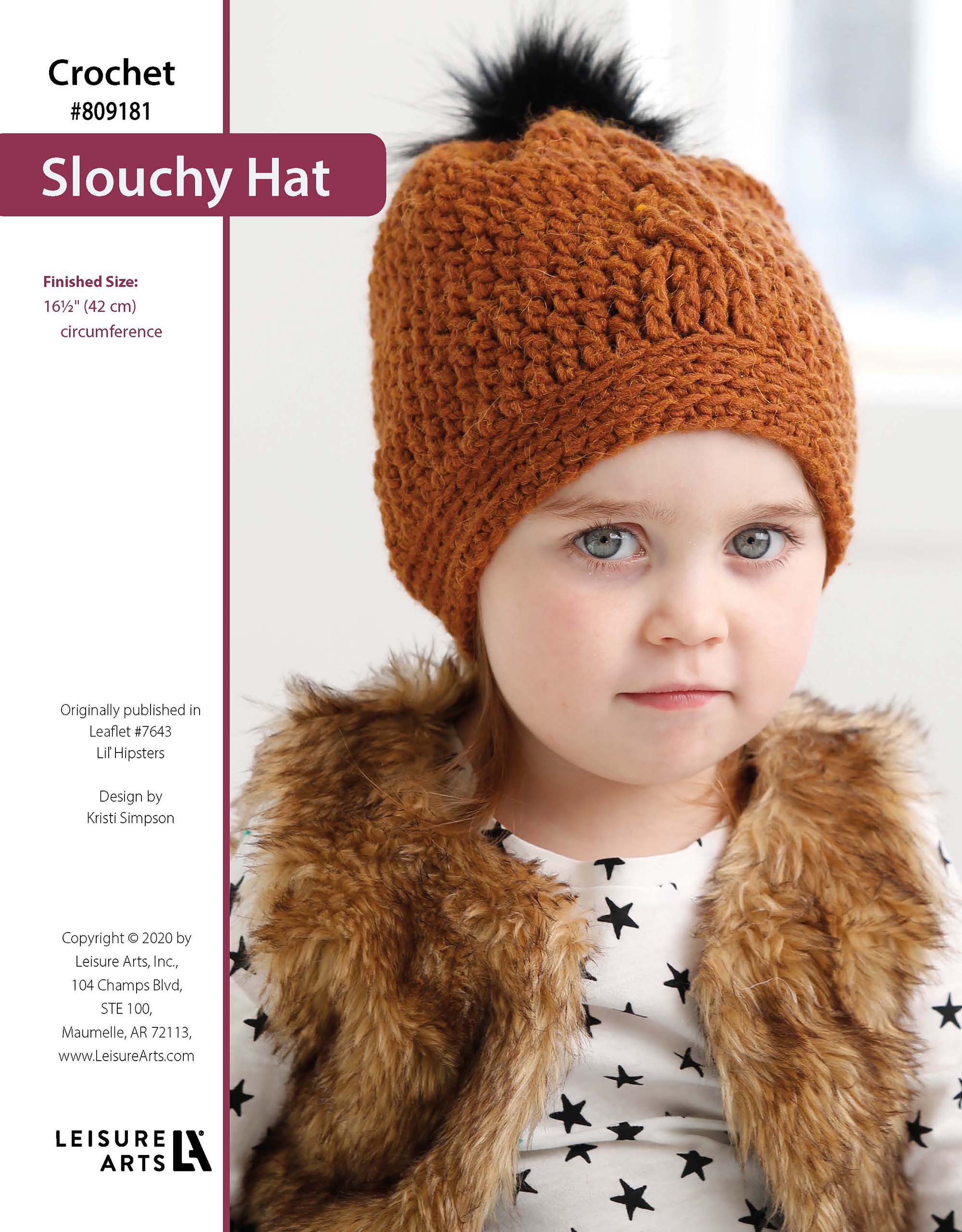 Leisure Arts Lil Hipsters Slouchy Hat Crochet ePattern