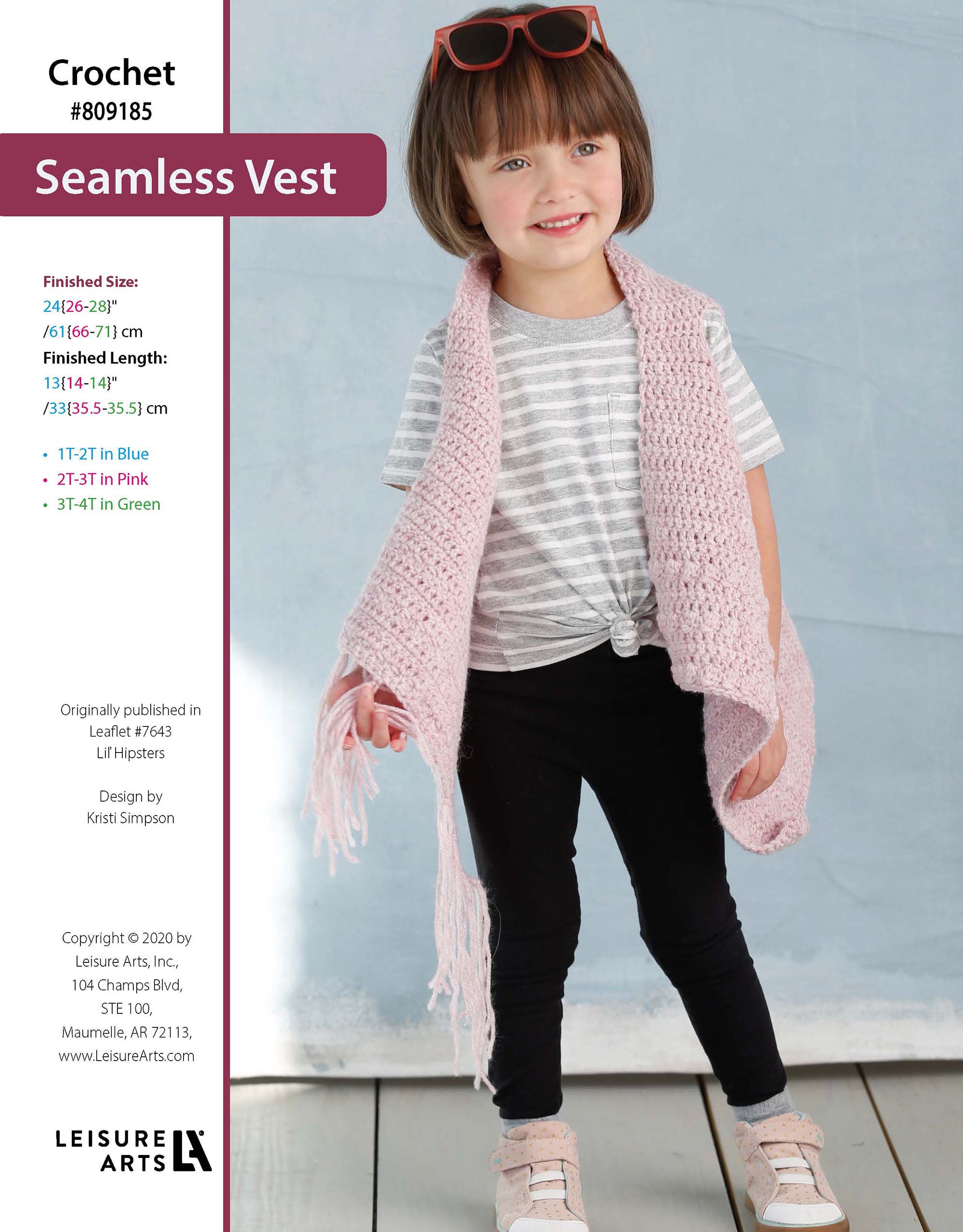 Leisure Arts Lil Hipsters Seamless Vest Crochet ePattern