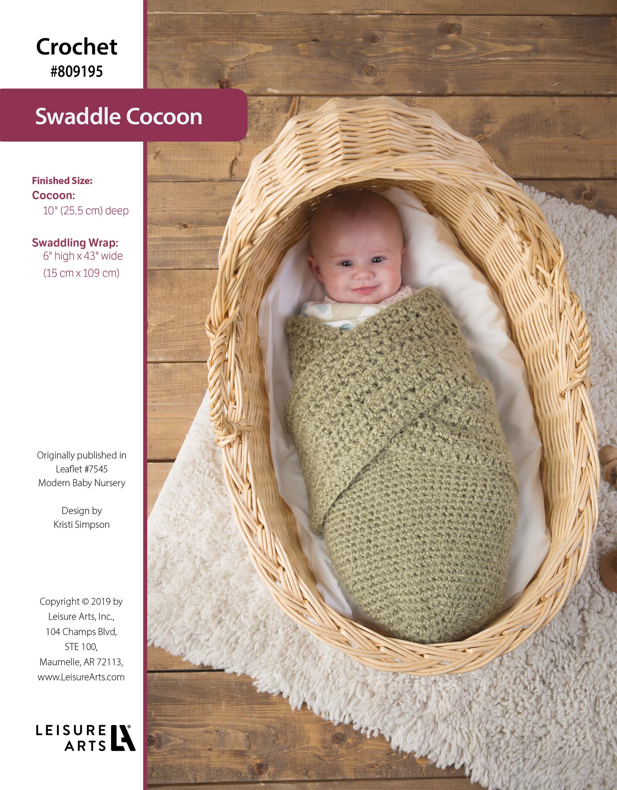 Leisure Arts Modern Baby Nursery Swaddle Cocoon Crochet ePattern