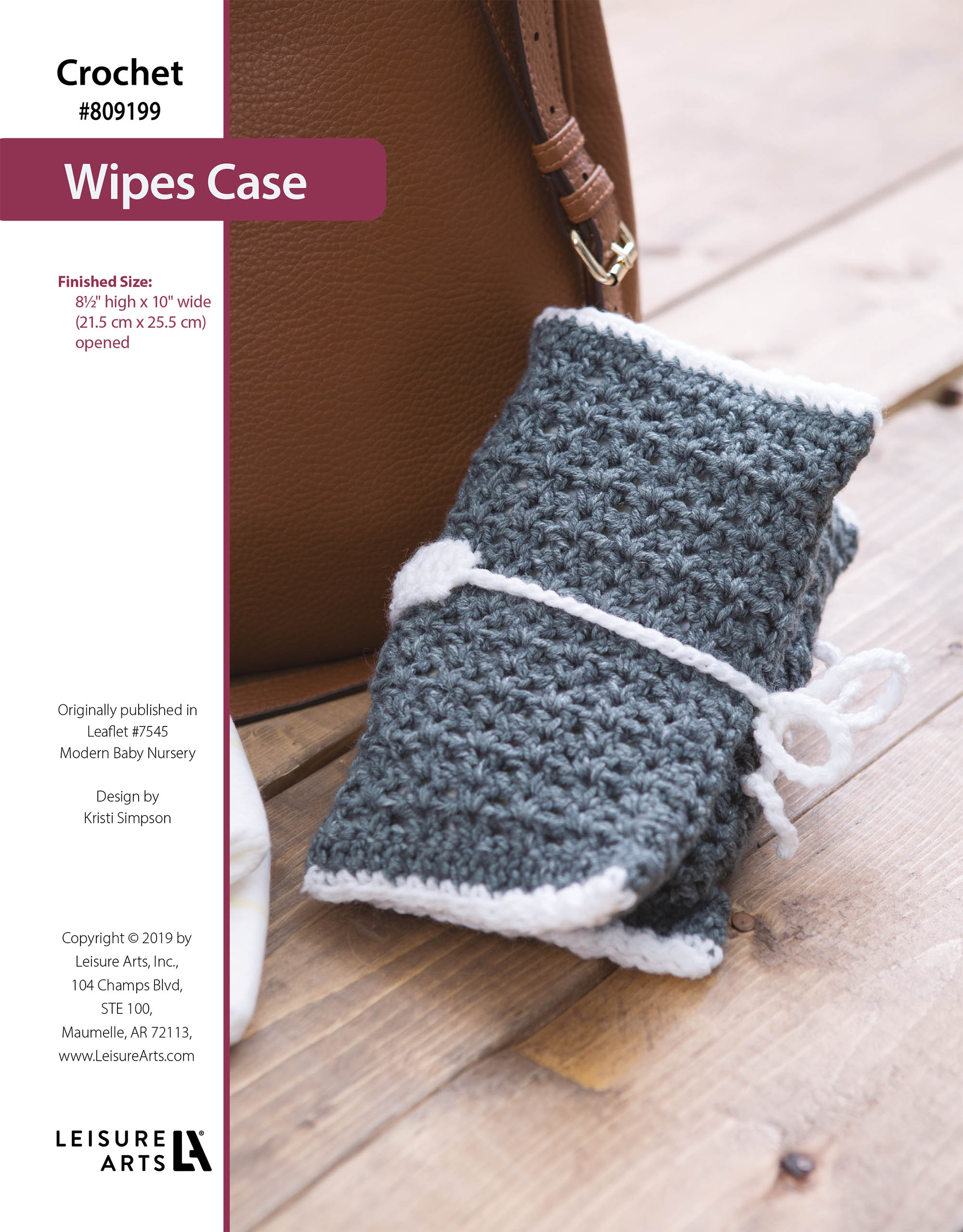 Leisure Arts Modern Baby Nursery Wipes Case Crochet ePattern