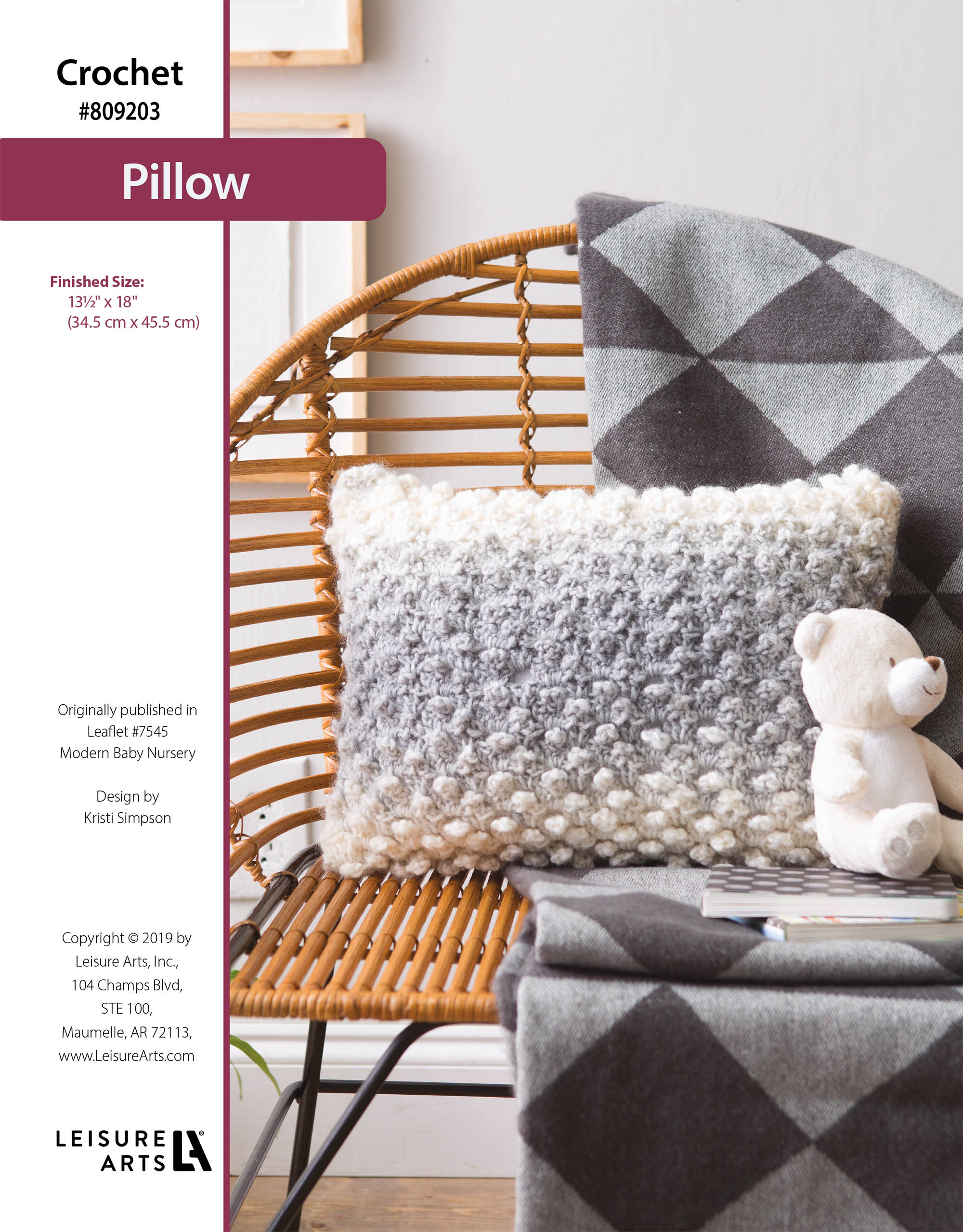 Leisure Arts Modern Baby Nursery Pillow Crochet ePattern