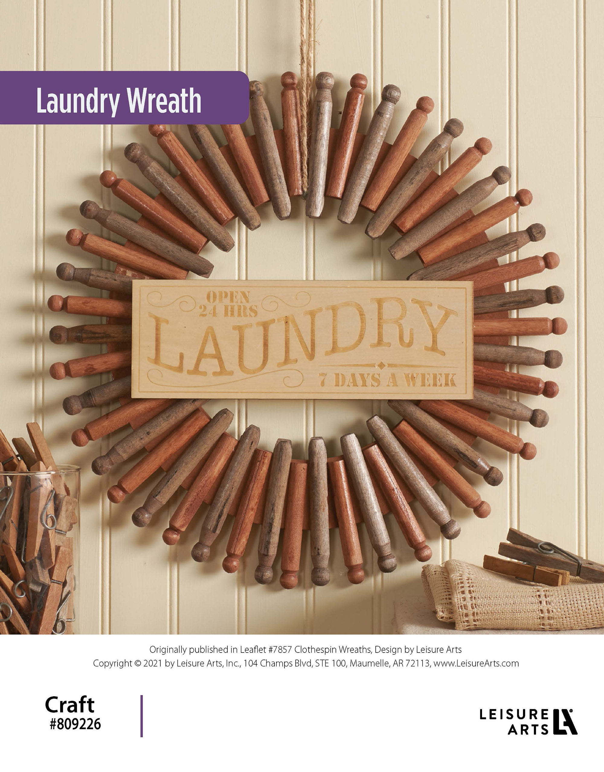Leisure Arts Clothespin Wreaths Laundry ePattern