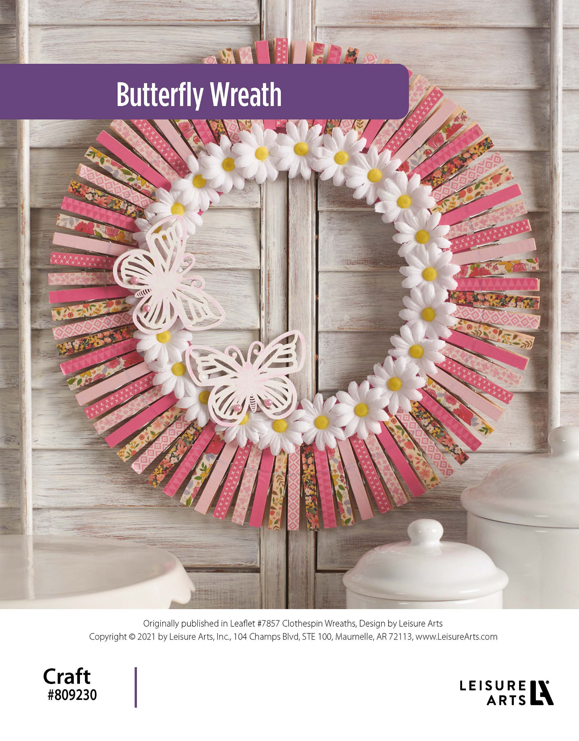 Leisure Arts Clothespin Wreaths Butterfly ePattern