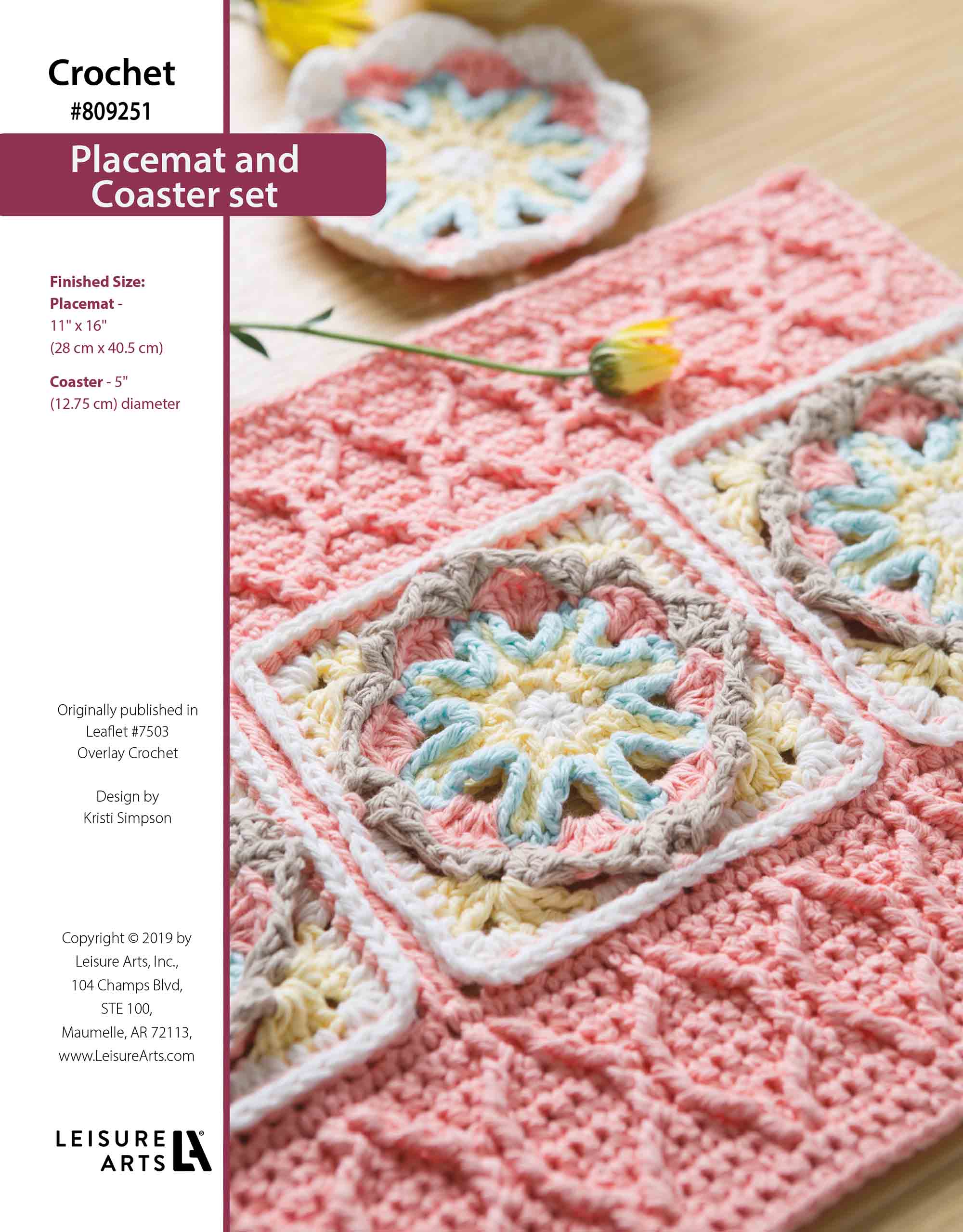 Leisure Arts Overlay Crochet Placemat Coaster Set ePattern