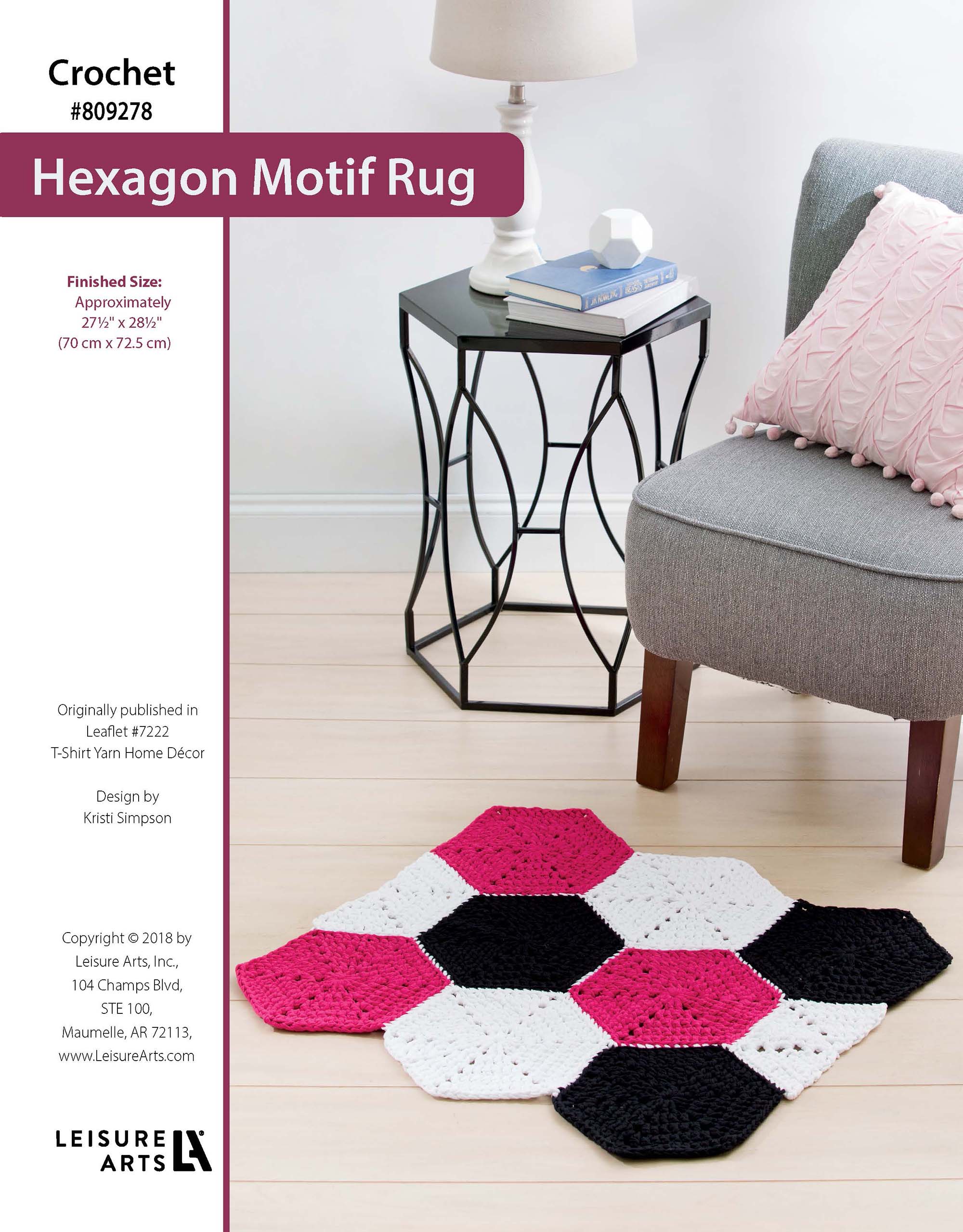 Leisure Arts TShirt Yarn Home Decor Hexagon Motif Rug Crochet ePattern