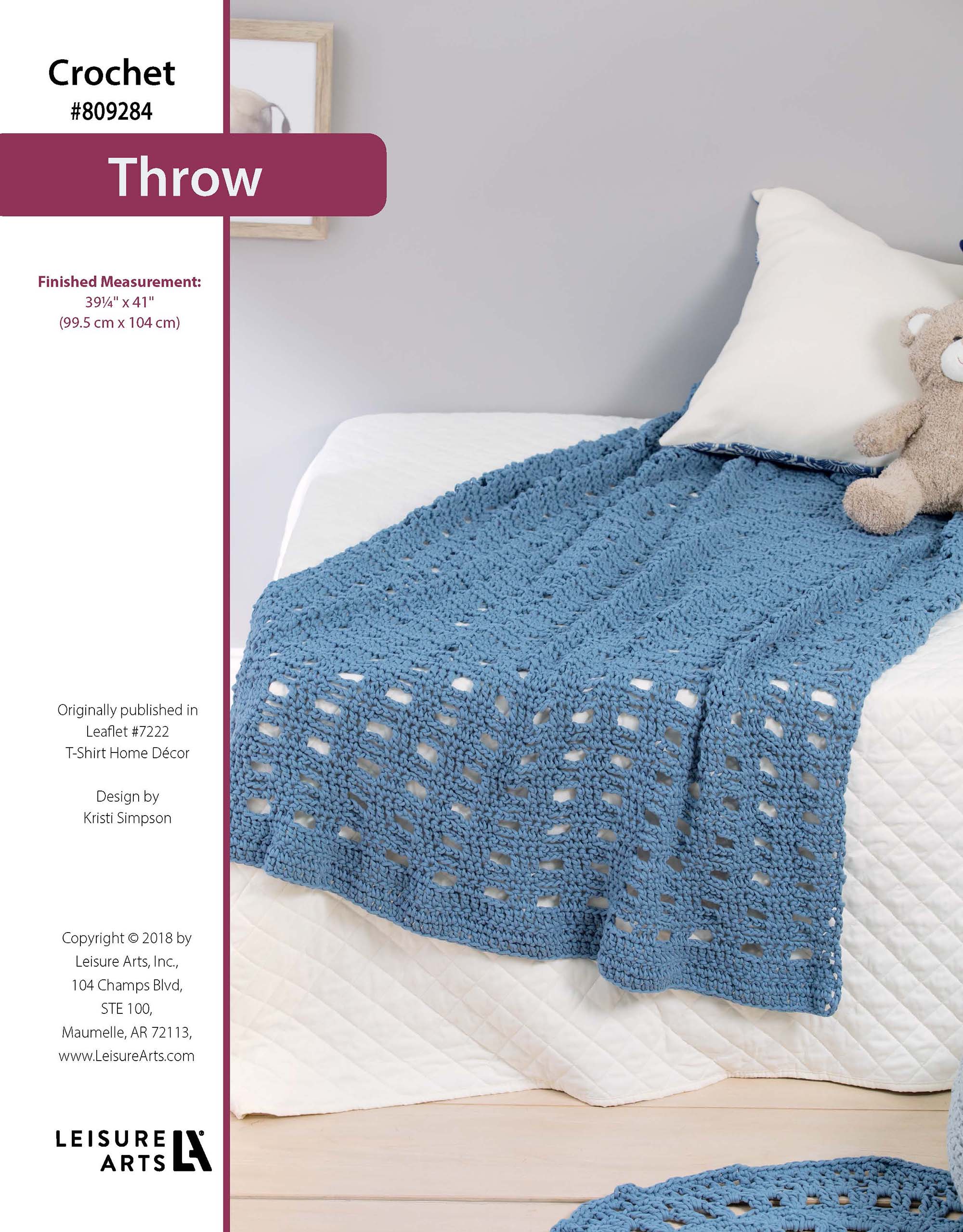 Leisure Arts TShirt Yarn Home Decor Throw Crochet ePattern