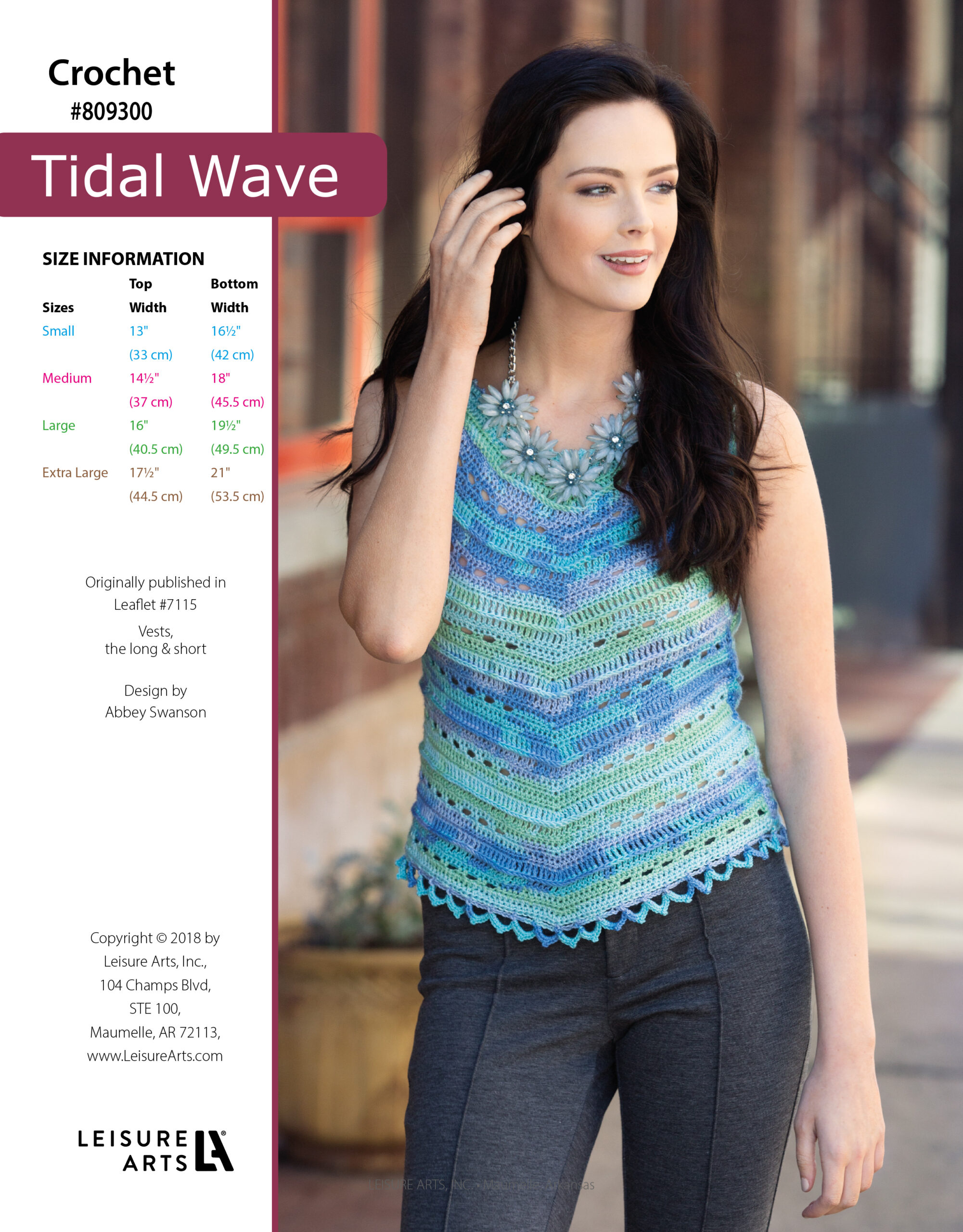 Leisure Arts ePattern Vests The Long Short Tidal Wave Crochet