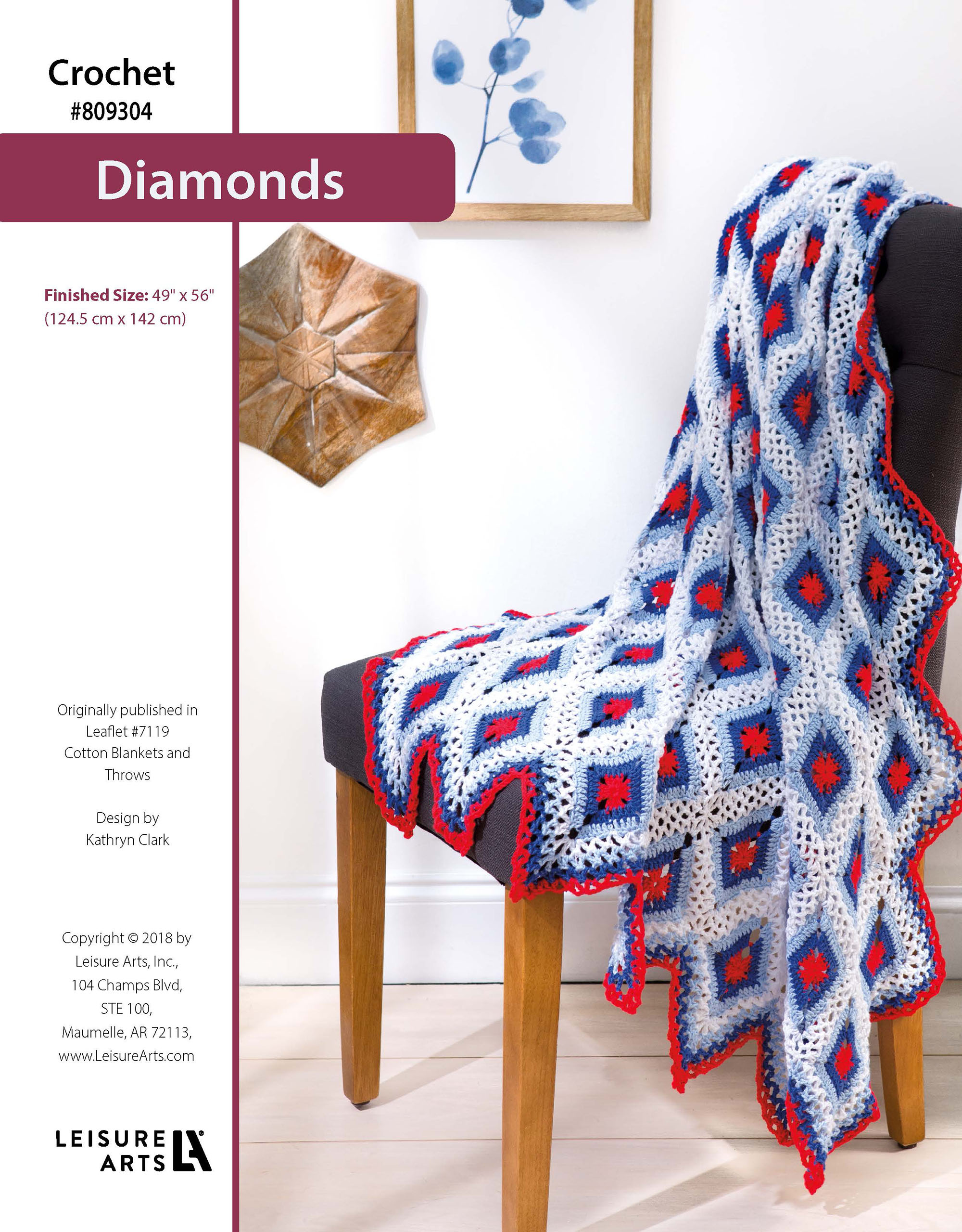 Leisure Arts Cotton Blankets Throws Diamonds Blanket Crochet ePattern