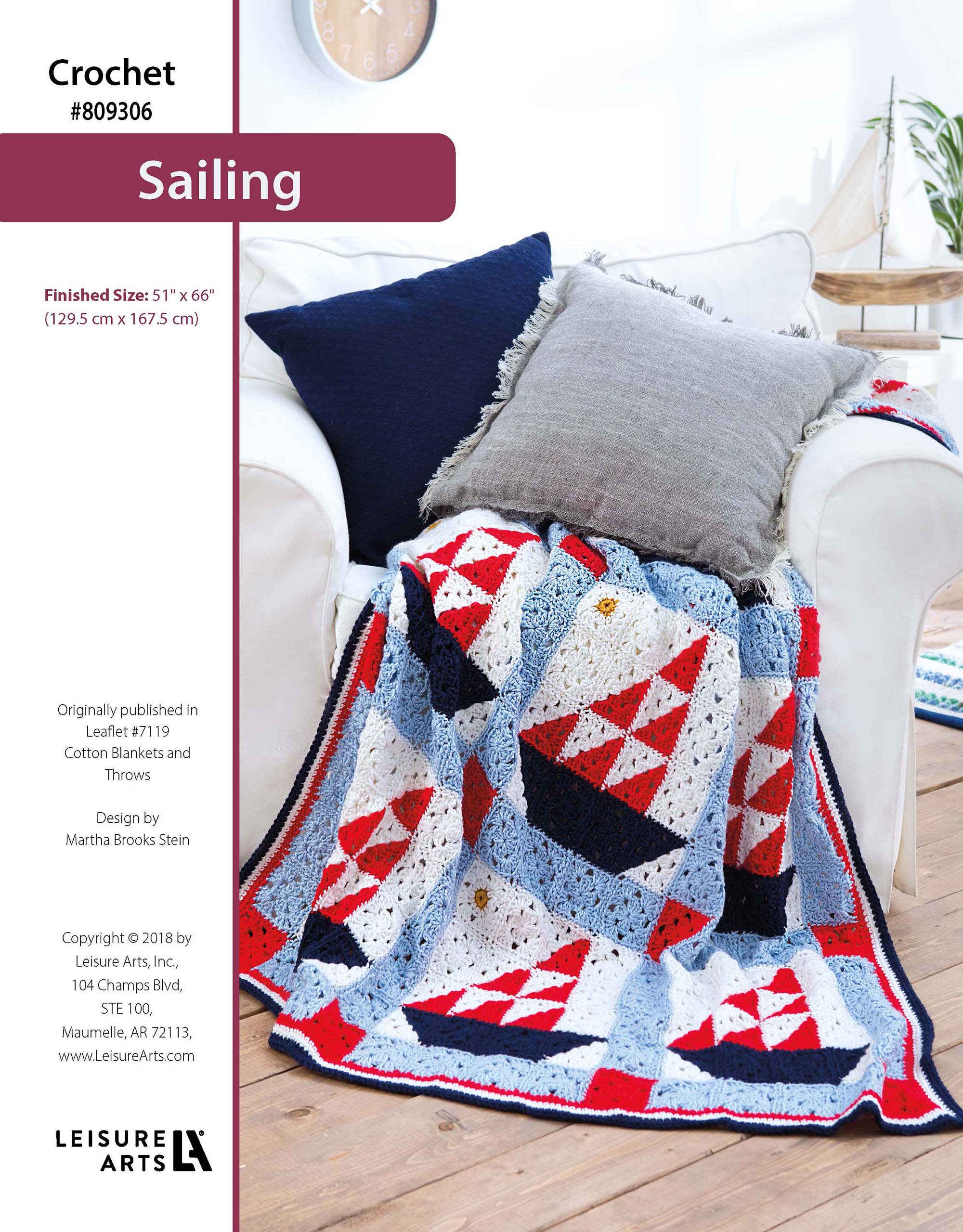 Leisure Arts Cotton Blankets Throws Sailing Blanket Crochet ePattern