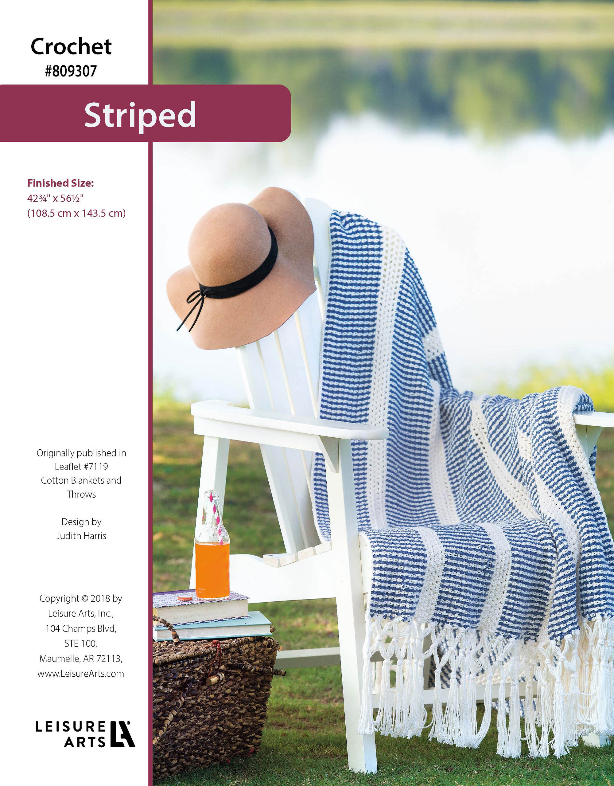 Leisure Arts Cotton Blankets Throws Striped Blanket Crochet ePattern