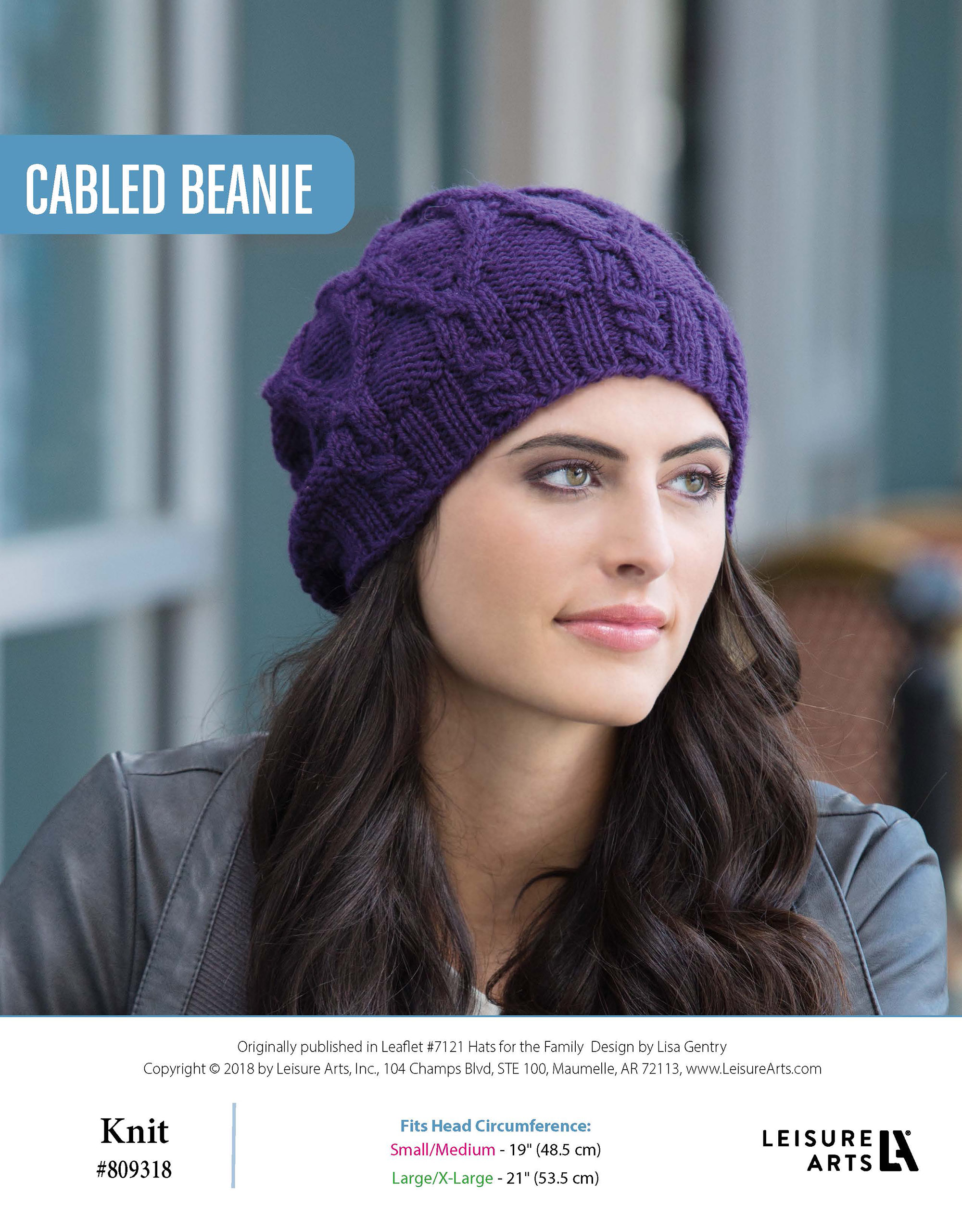 Leisure Arts Hats For The Family Cabled Beanie Knit ePattern