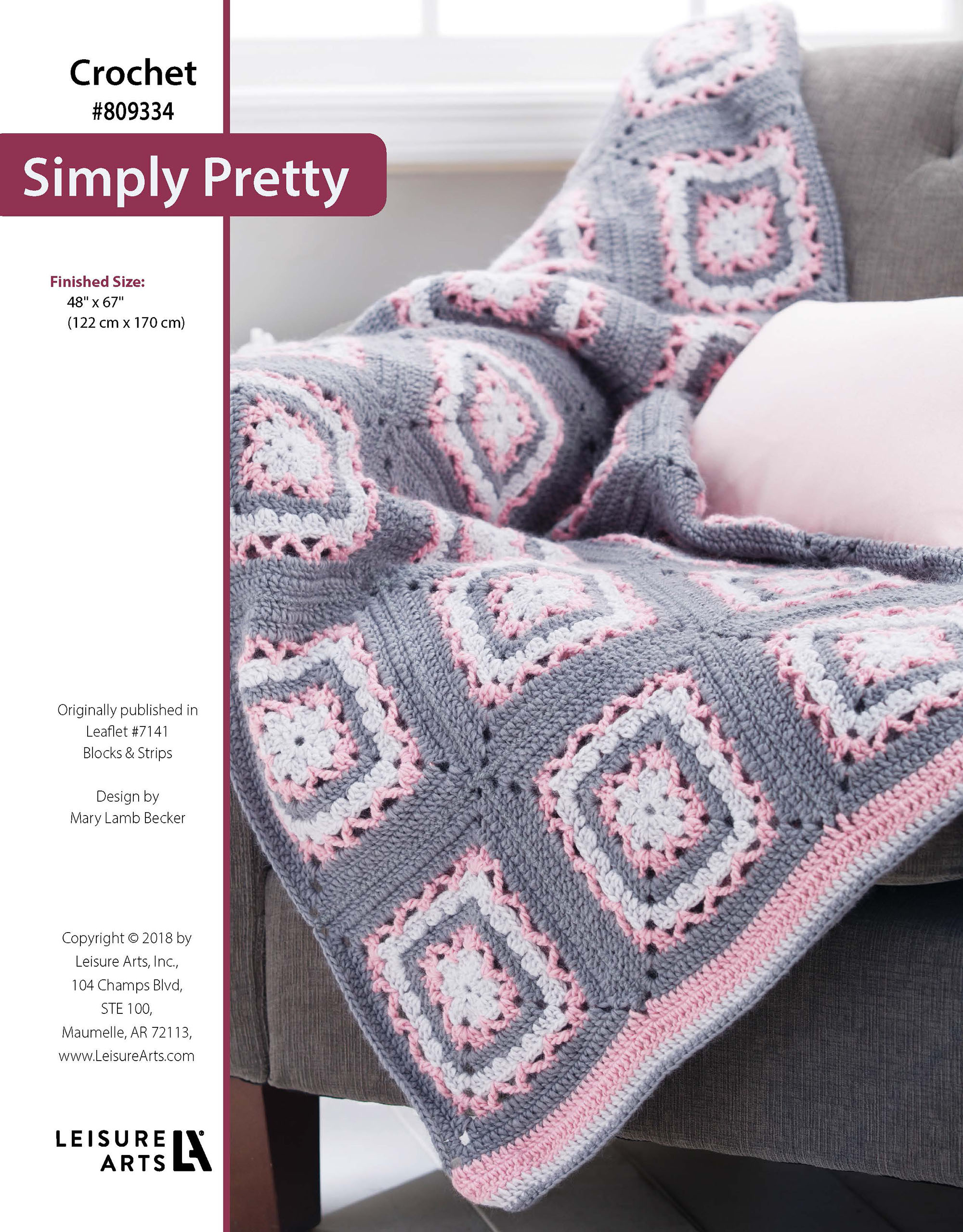 Leisure Arts Blocks Strips Simply Pretty Crochet Blanket ePattern