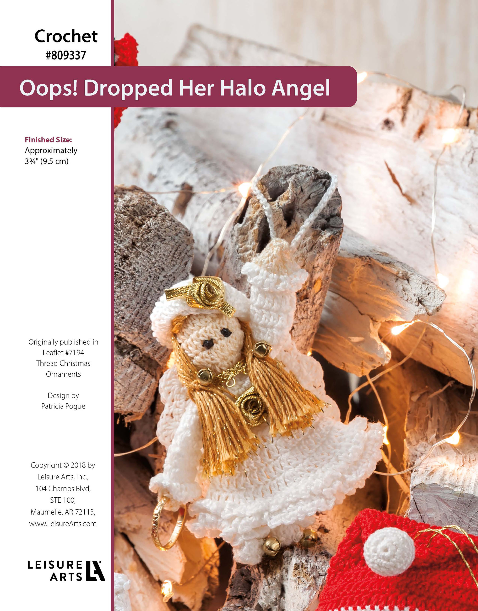 Leisure Arts Thread Christmas Ornaments Oops Dropped Her Halo Angel Crochet ePattern