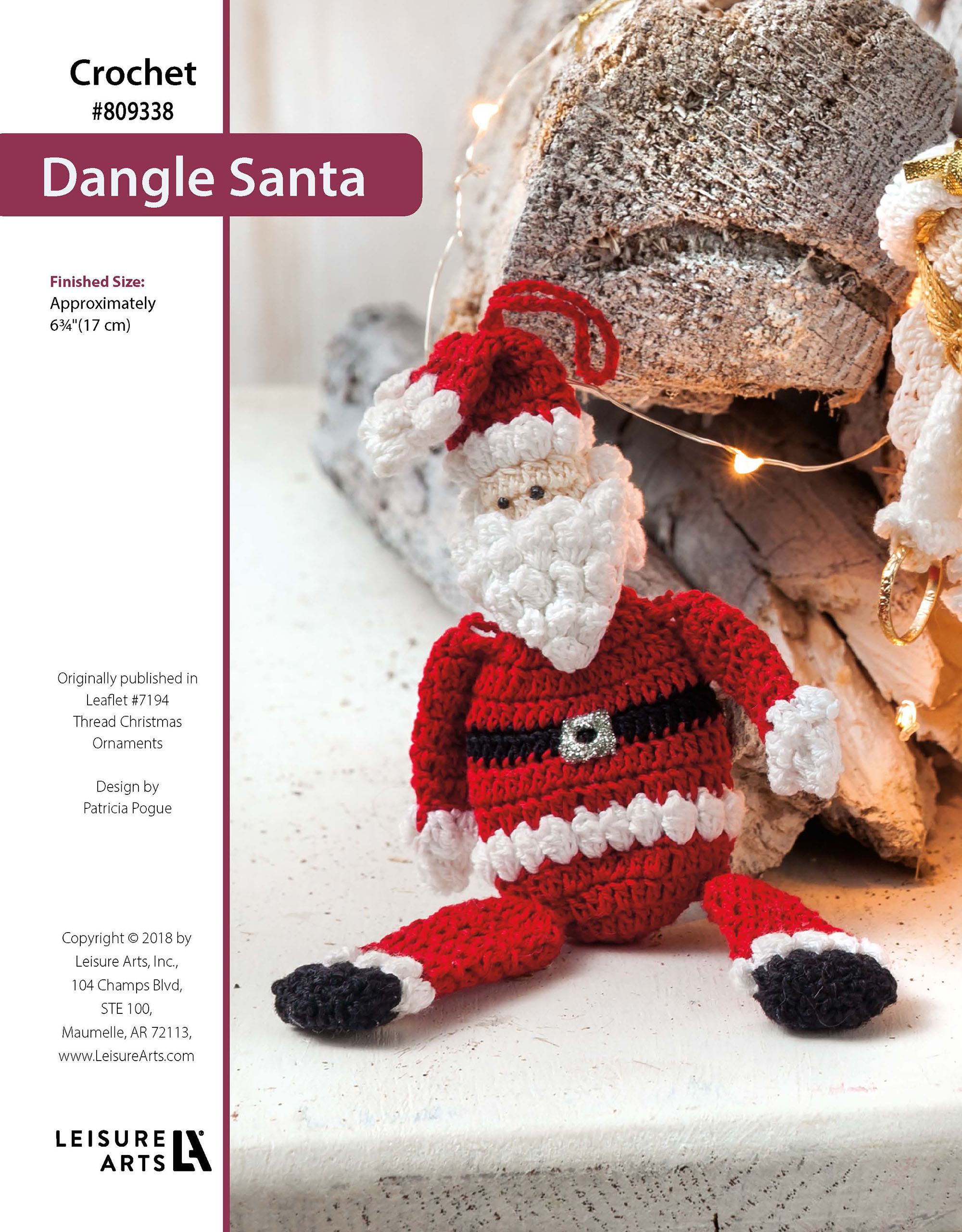 Leisure Arts Thread Christmas Ornaments Dangle Santa