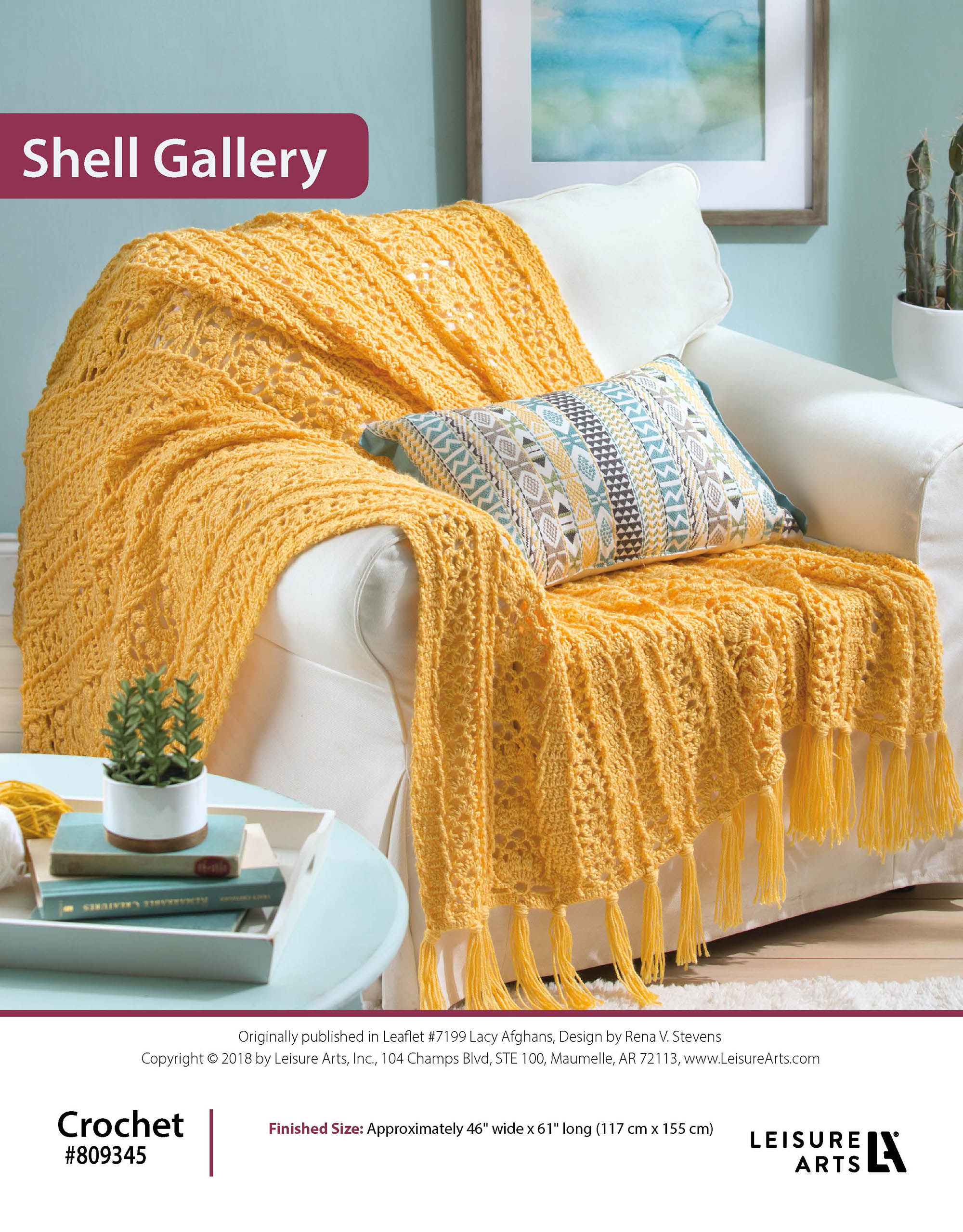 Leisure Arts Lacy Afghans Shell Gallery Crochet ePattern