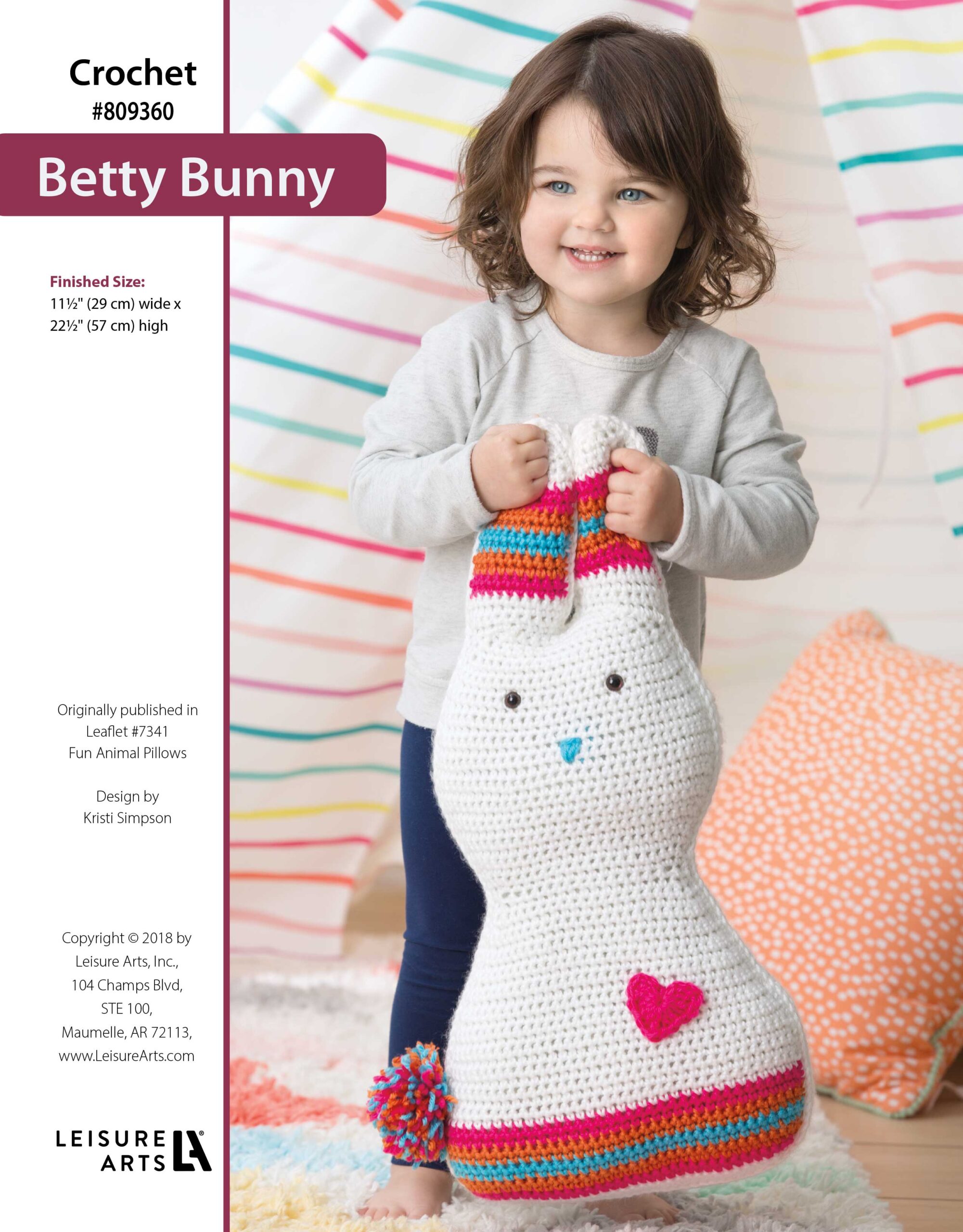 Leisure Arts Fun Animal Pillows Betty Bunny Crochet ePattern