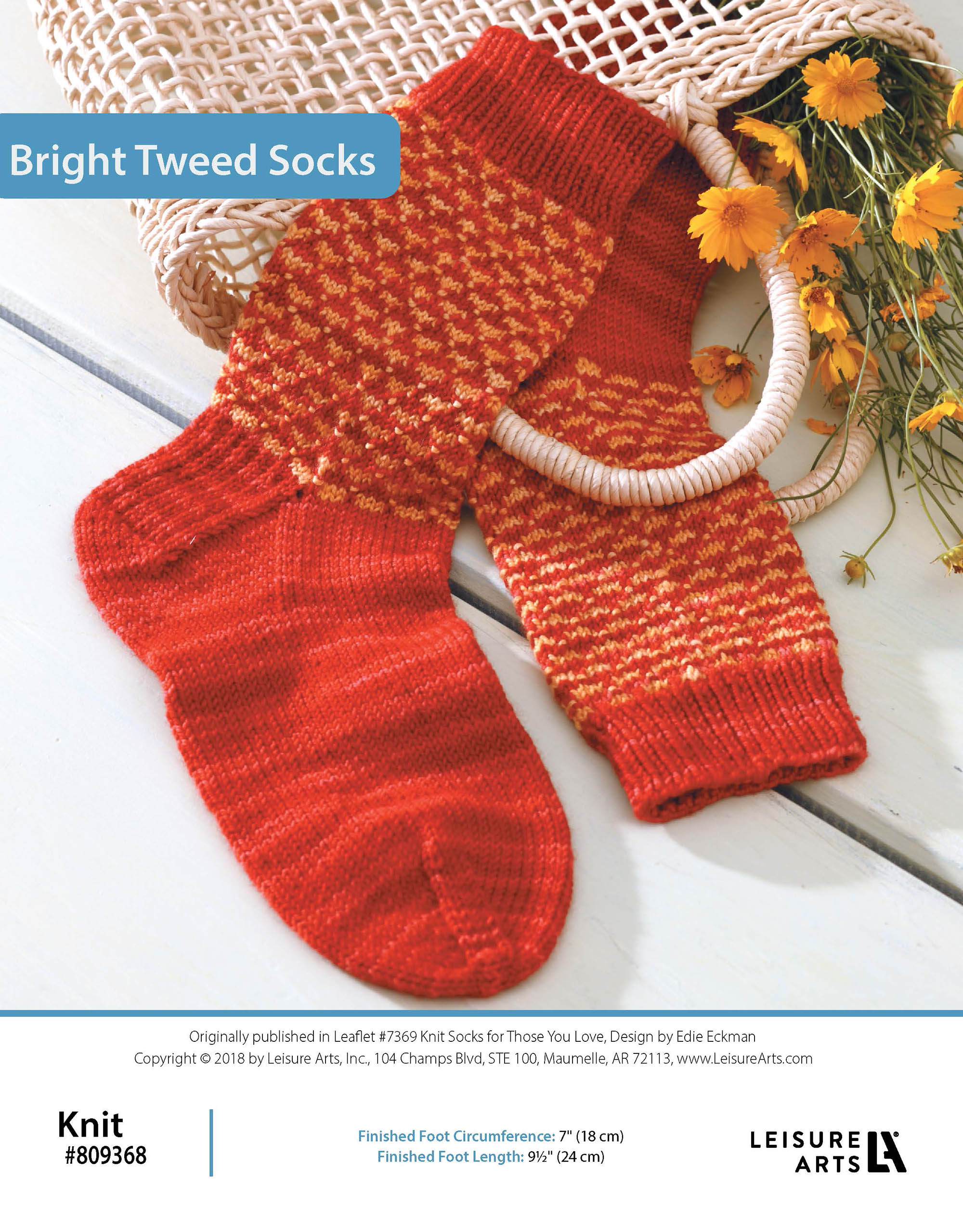 Leisure Arts Knit Socks For Those You Love Bright Tweed Sock ePattern
