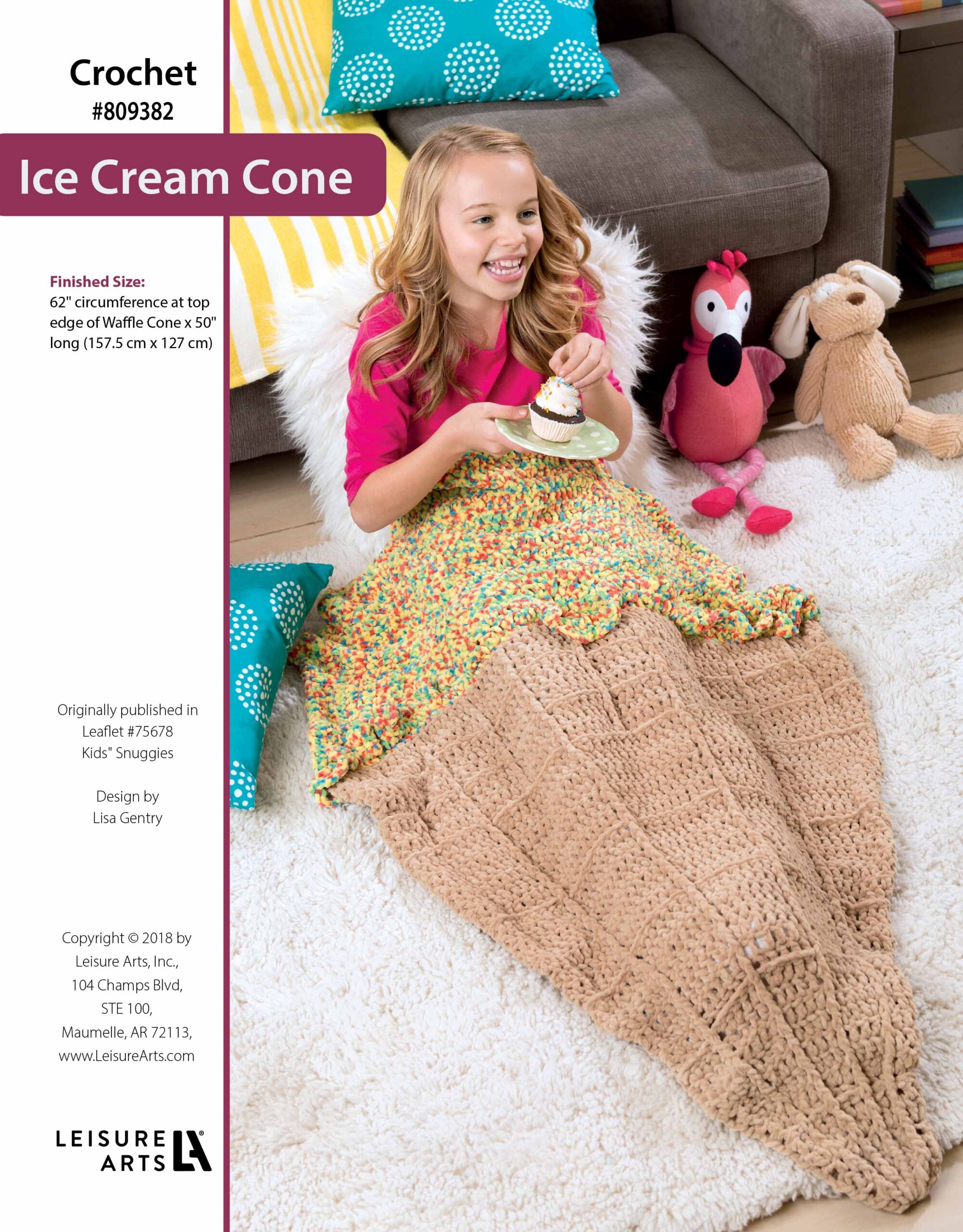 Leisure Arts Kids Snuggies Ice Cream Cone Crochet ePattern