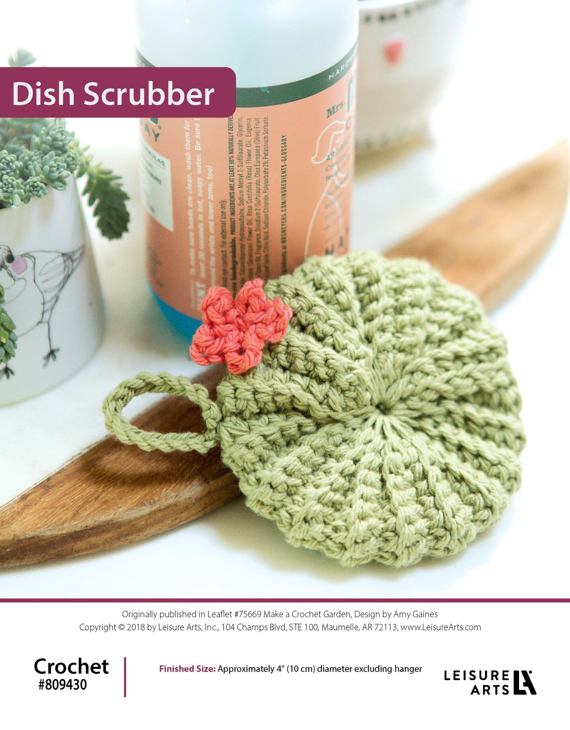 Leisure Arts Make A Crochet Garden Cactus Dish Scrubber ePattern