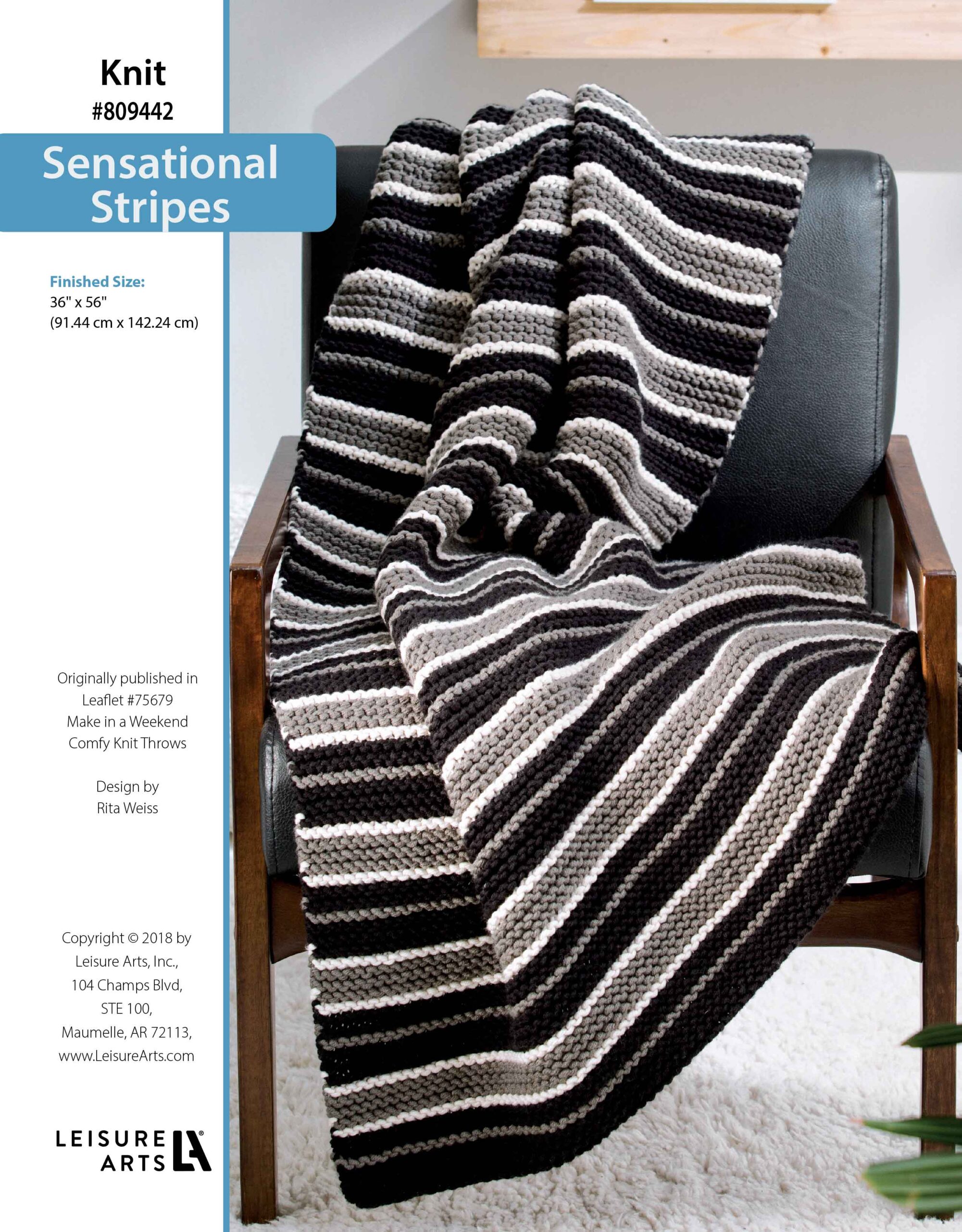 Leisure Arts Make In A Weekend Comfy Knit Throws Sensational Stripes ePattern