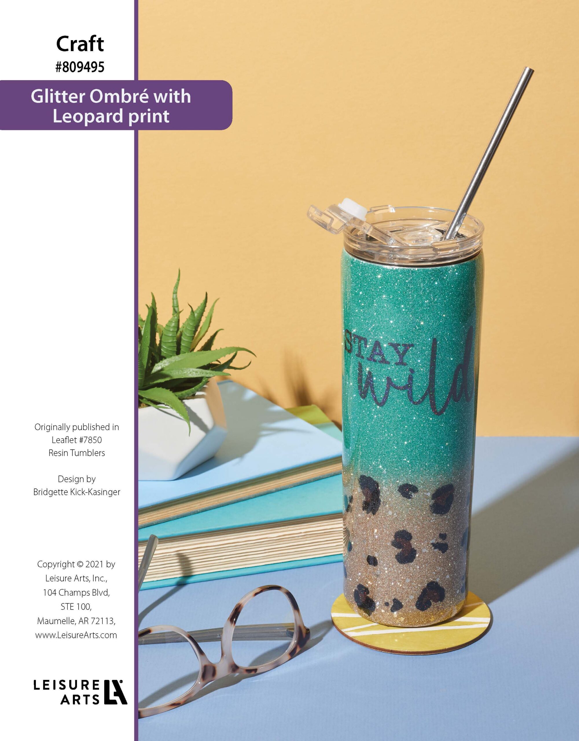 Leisure Arts Resin Tumbler Designs Glitter Ombre Leopard Print ePattern