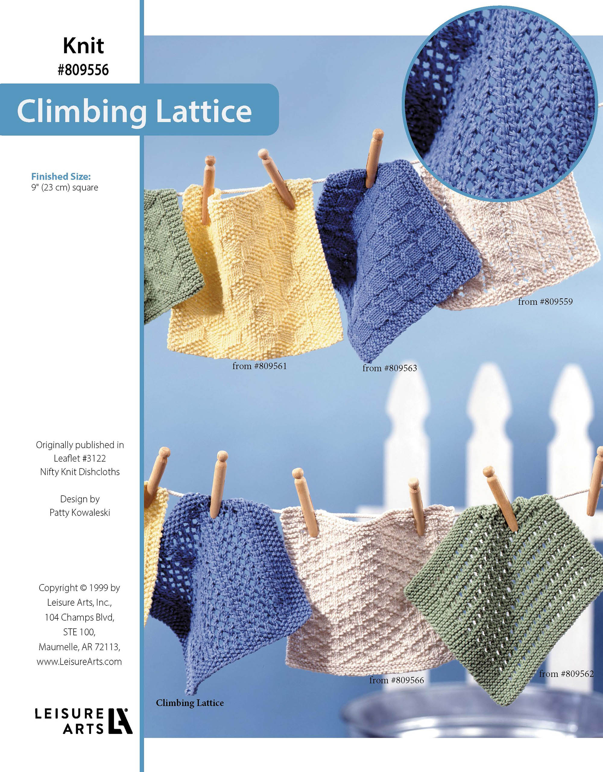 Leisure Arts Nifty Knit Dishcloth Climbing Lattice ePattern